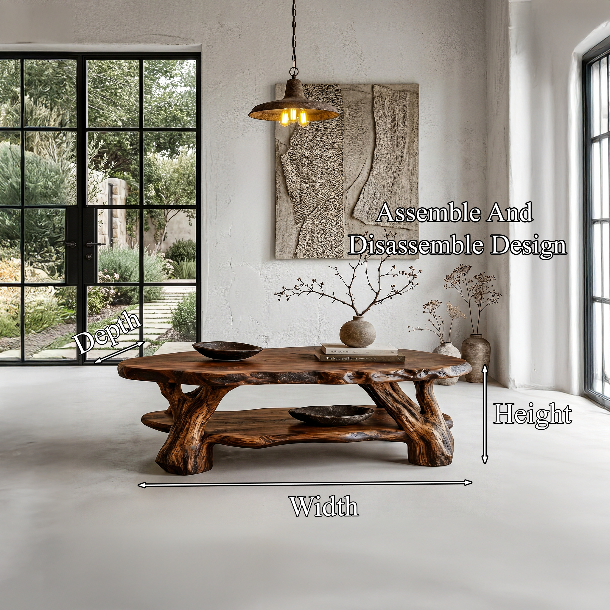 Nature Inspired Coffee Table With Sculptural Root Wood Design For Living Room