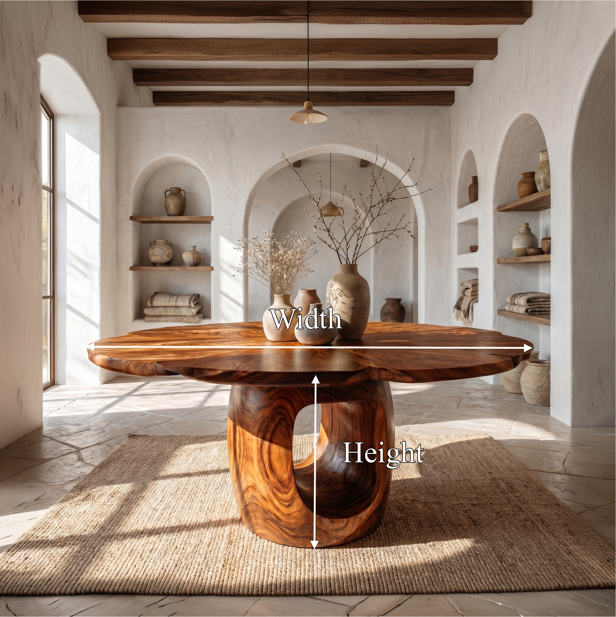 Organic Foyer Table With Sculptural Open Pedestal Base For Hallway