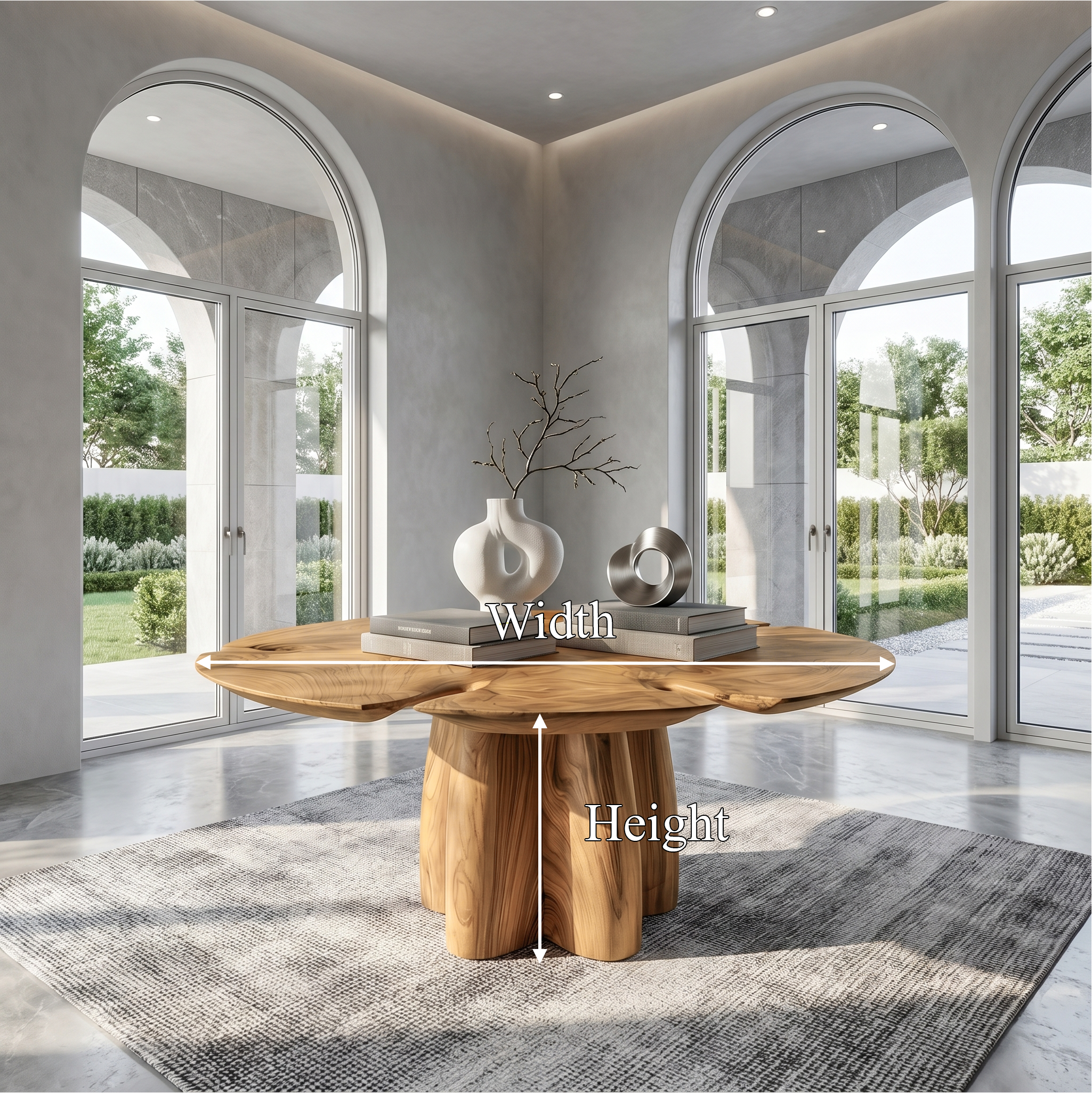 Modern Foyer Table With Sculptural Solid Wood Pedestal Base For Entryway And Hallway