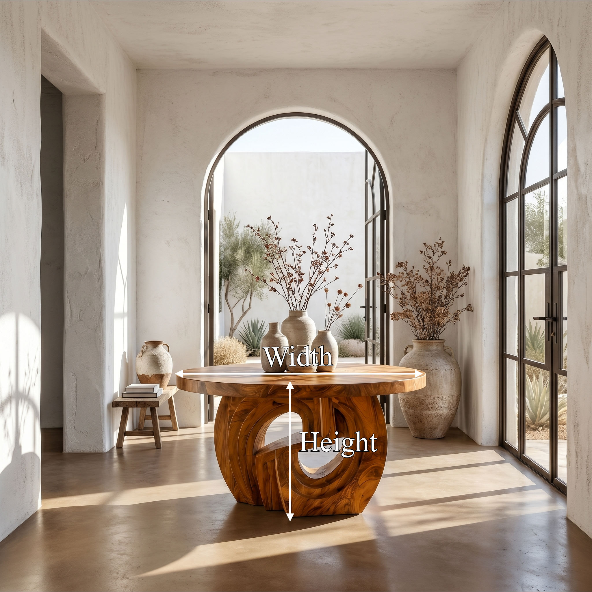 Rustic Foyer Table With Sculptural Ring Pedestal Base For Entryway And Hallway