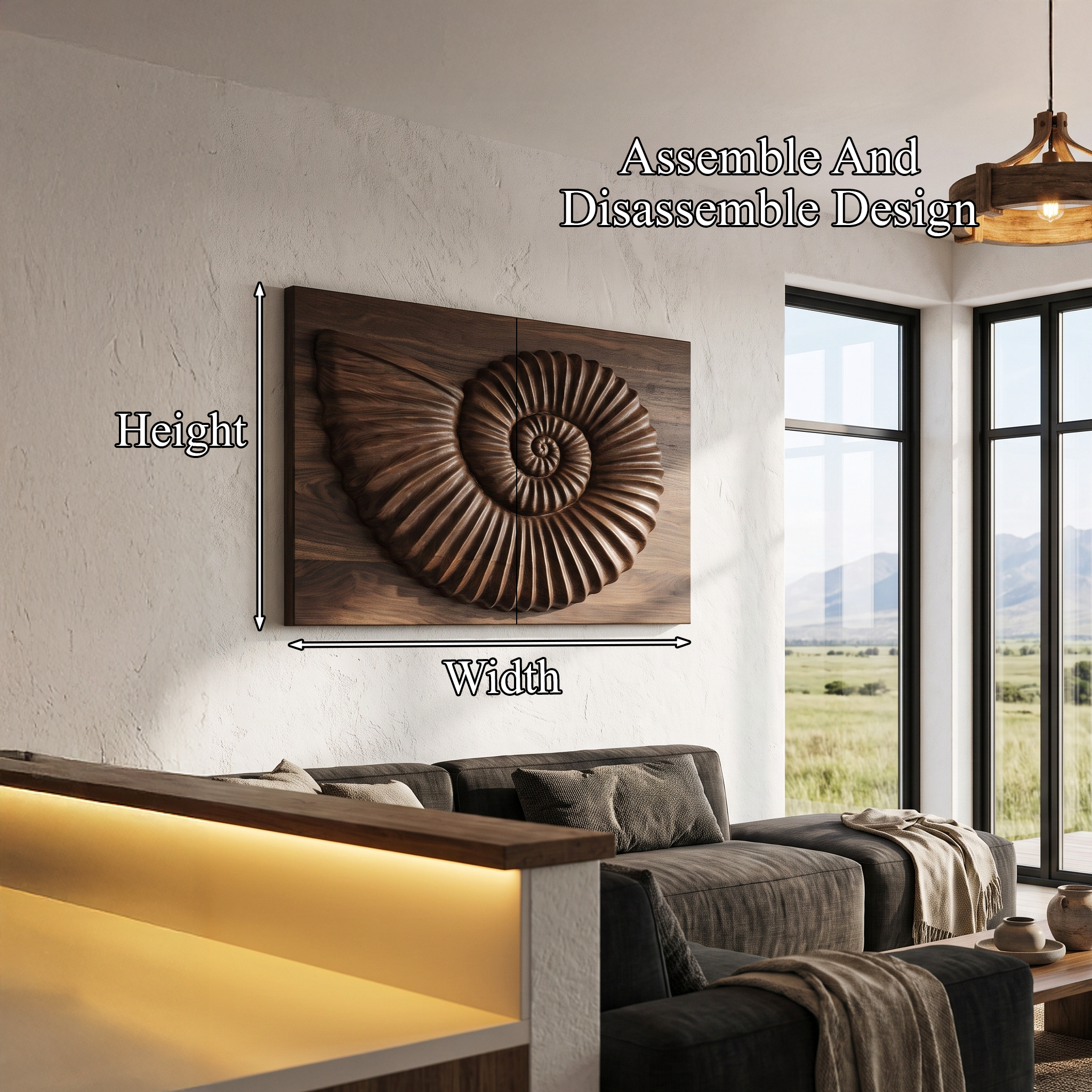 Modern Ammonite Fossil Decorative Wall Panel For Living Room