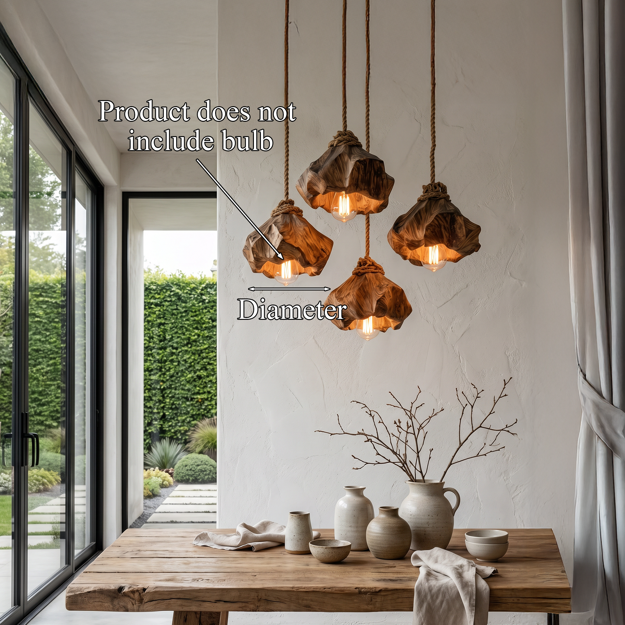 Handmade Wooden Pendant Lamp With Unique Sculptural Shape For Living Room