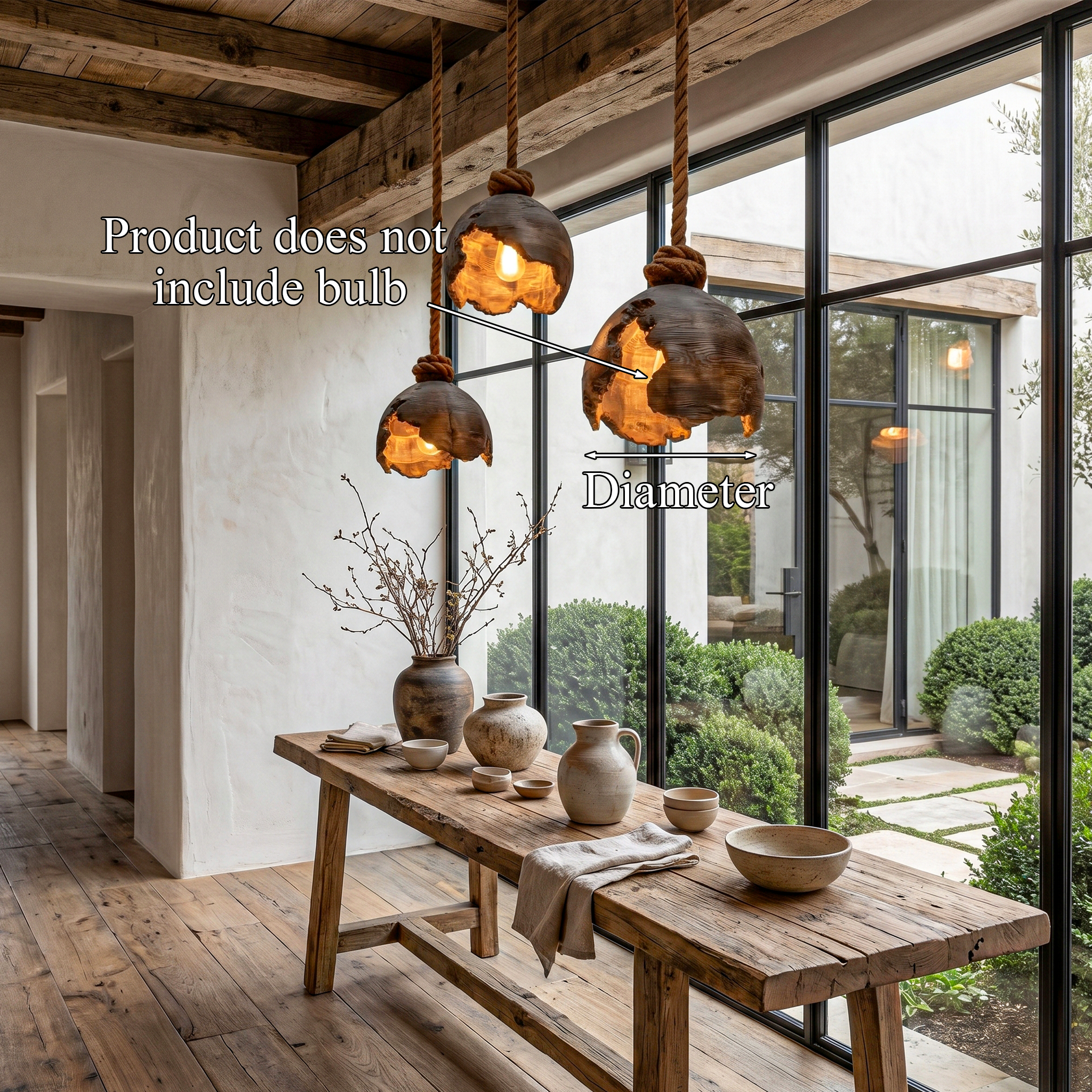 Minimalist Pendant Lamp With Sculptural Wood Design For Living Room