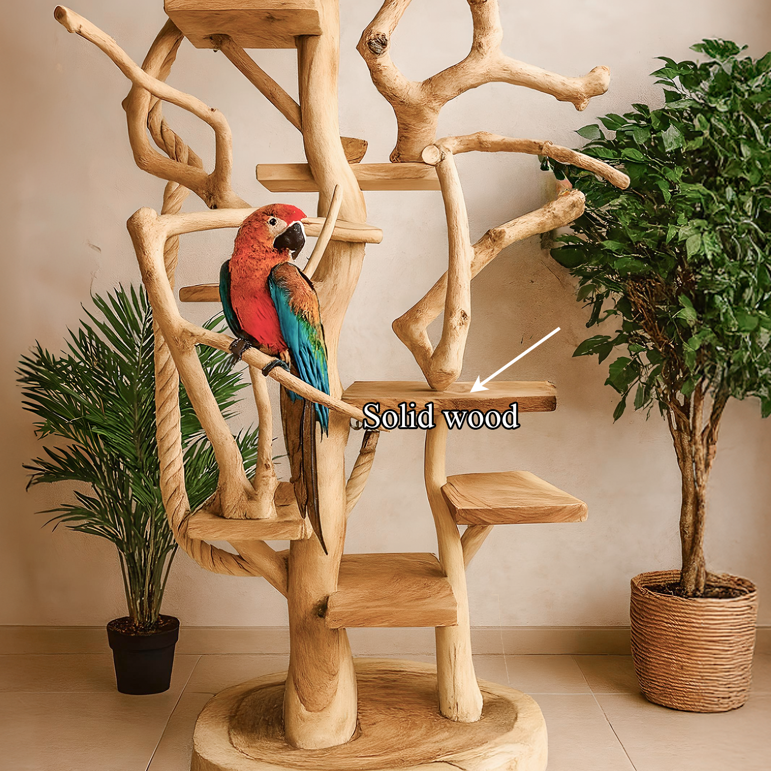 Natural Tree Parrot Stand For Living Room And Bird Room