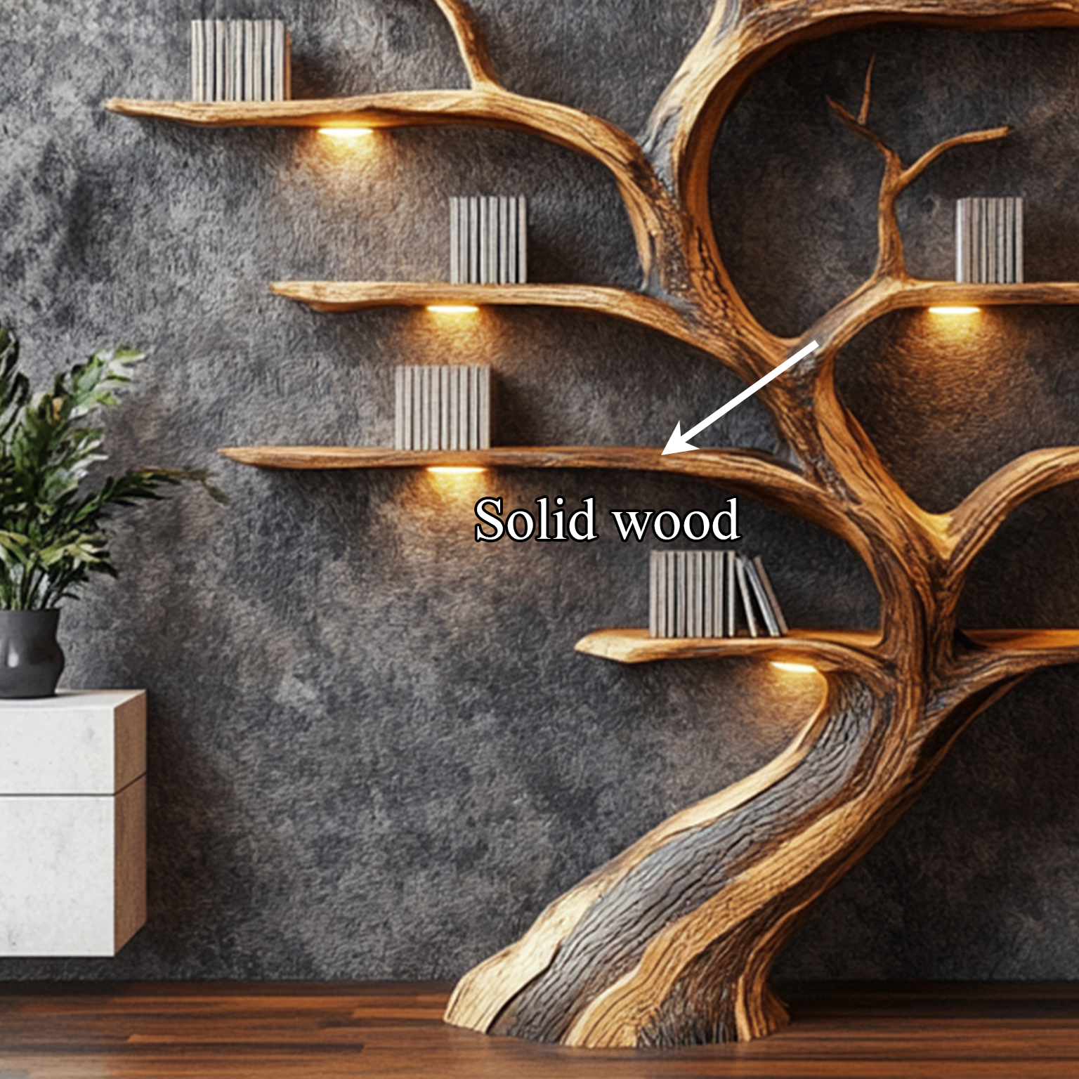Rustic Tree Shelf Handmade Wood Wall Mounted Gift
