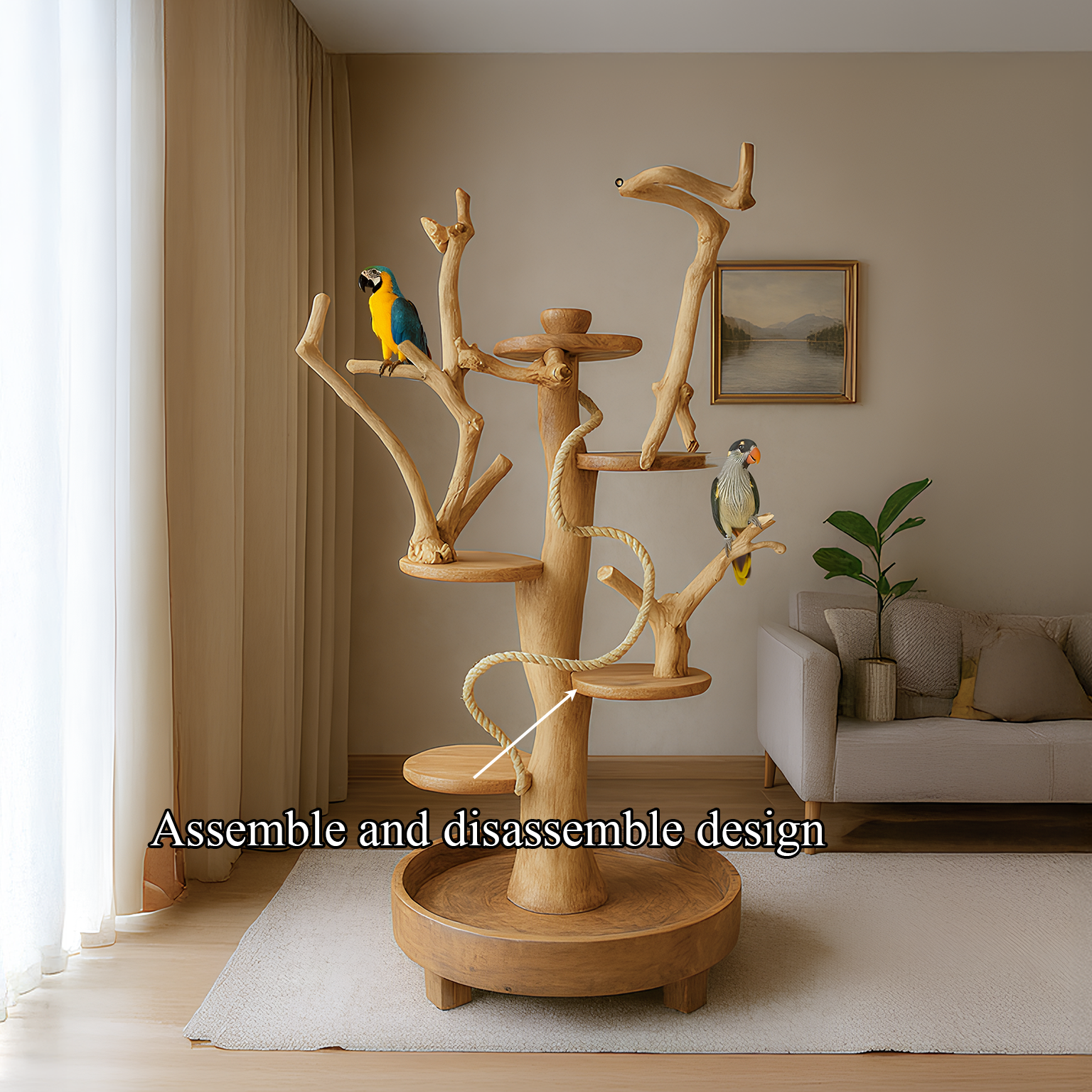 Natural Tree Parrot Playground For Living Room And Bird Space