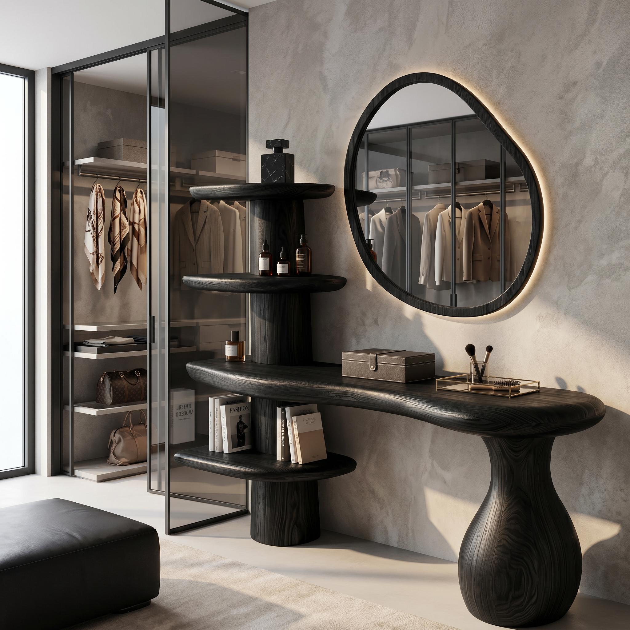 Organic Corner Vanity Table For Bedroom