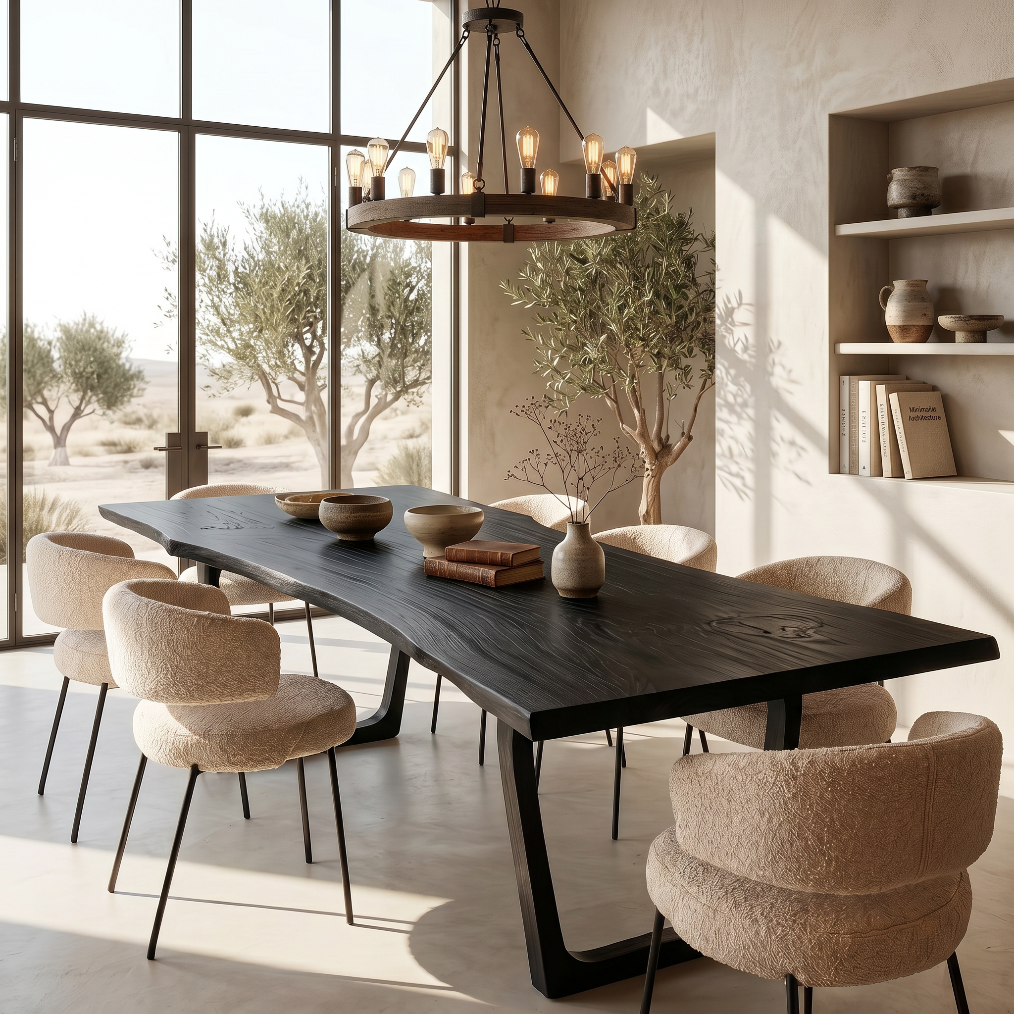Organic Live Edge Dining Table With U Shaped Wood Legs For Dining Room