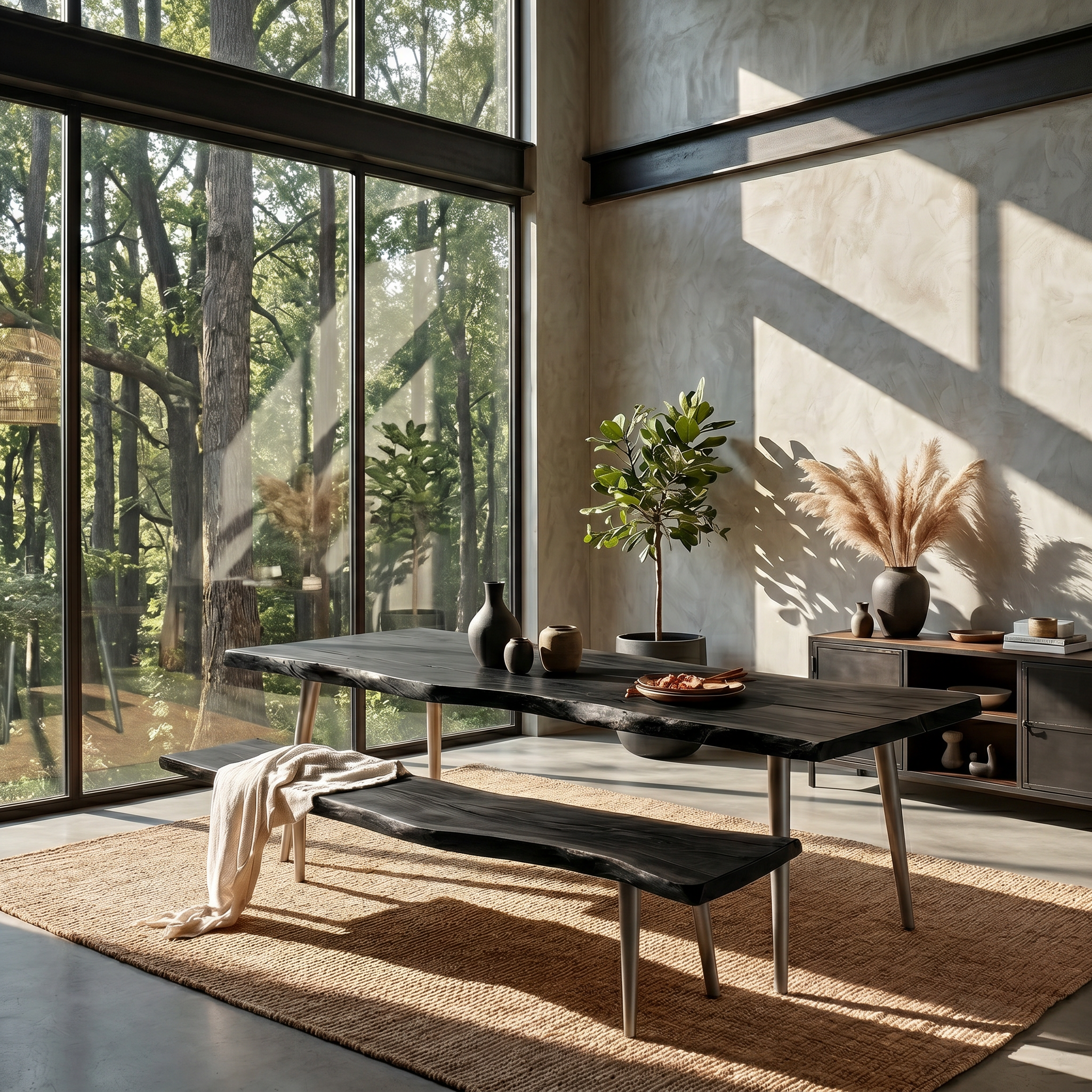 Rustic Dining Table With Trestle Wood Base For Dining Room