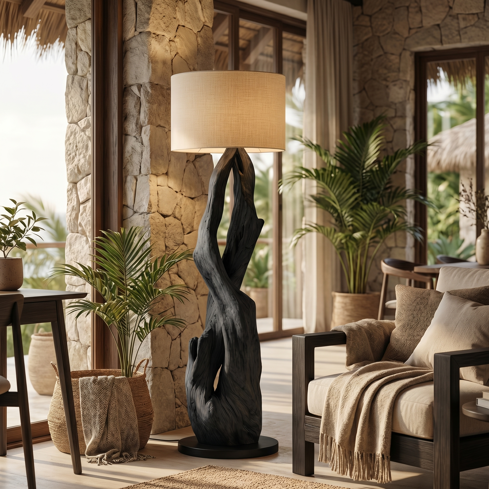 Luxury Organic Modern Sculptural Floor Lamp For Bedroom And Corner