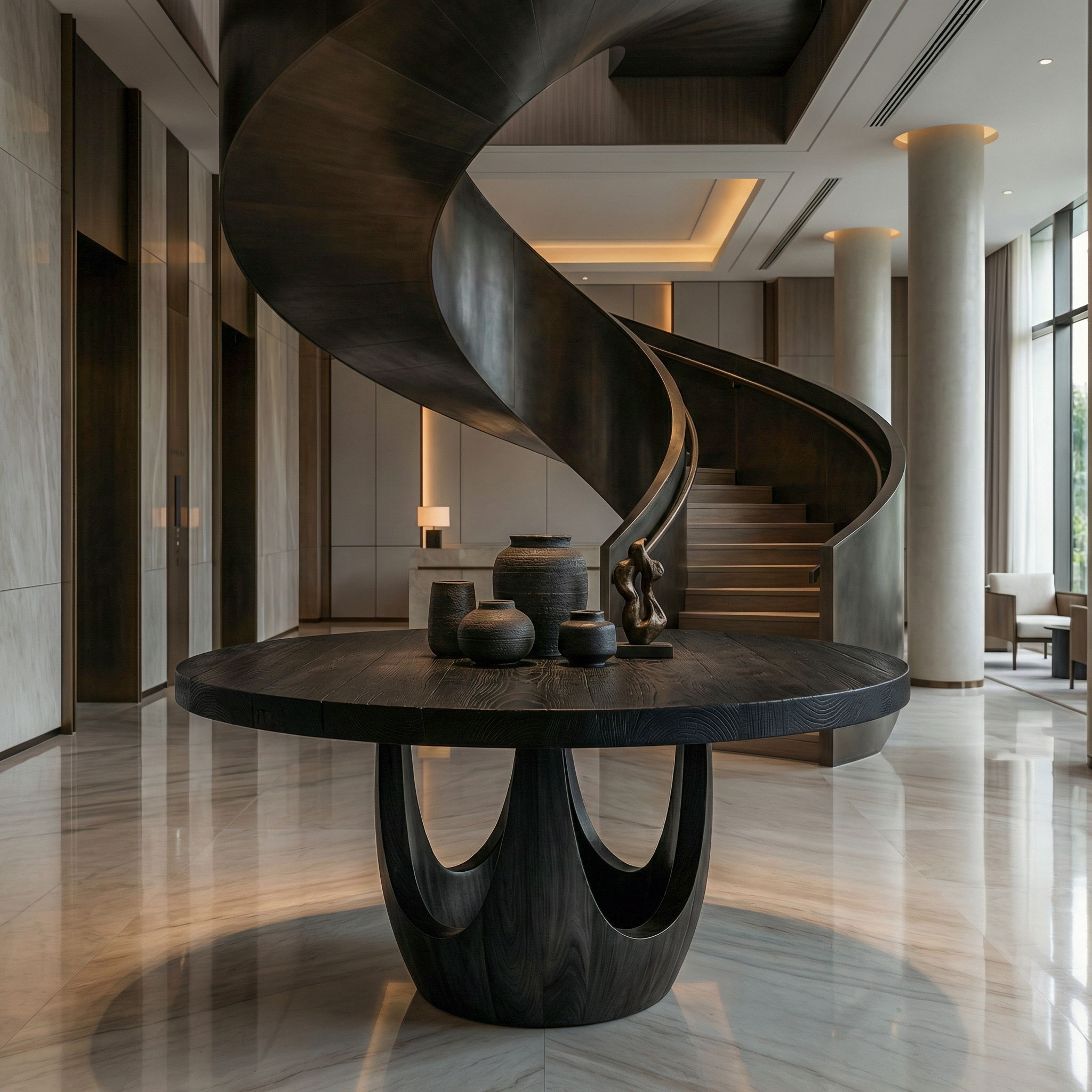 Modern Luxury Round Foyer Table For Entryway And Lobby