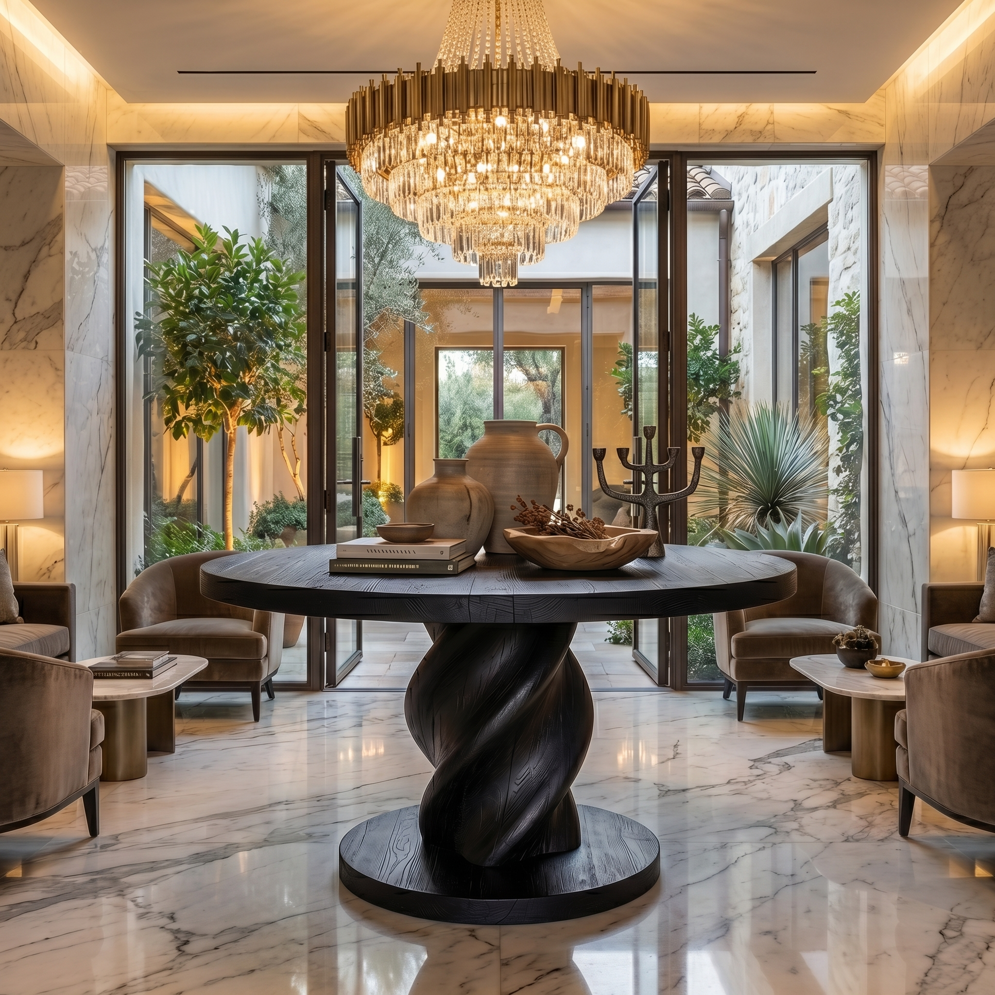 Modern Luxury Statement Round Entry Table For Entryway And Lobby