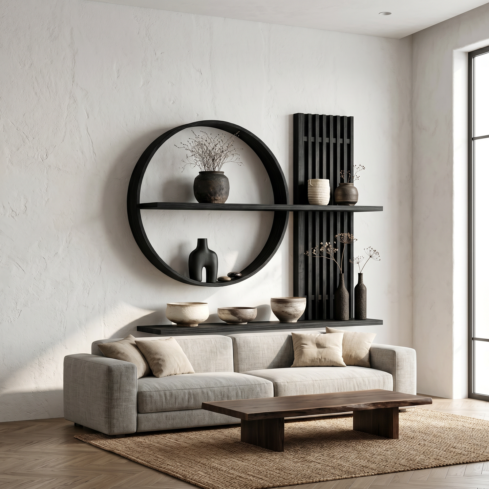Scandinavian Japanese Wall Decor Shelf Living Room And Natural Room