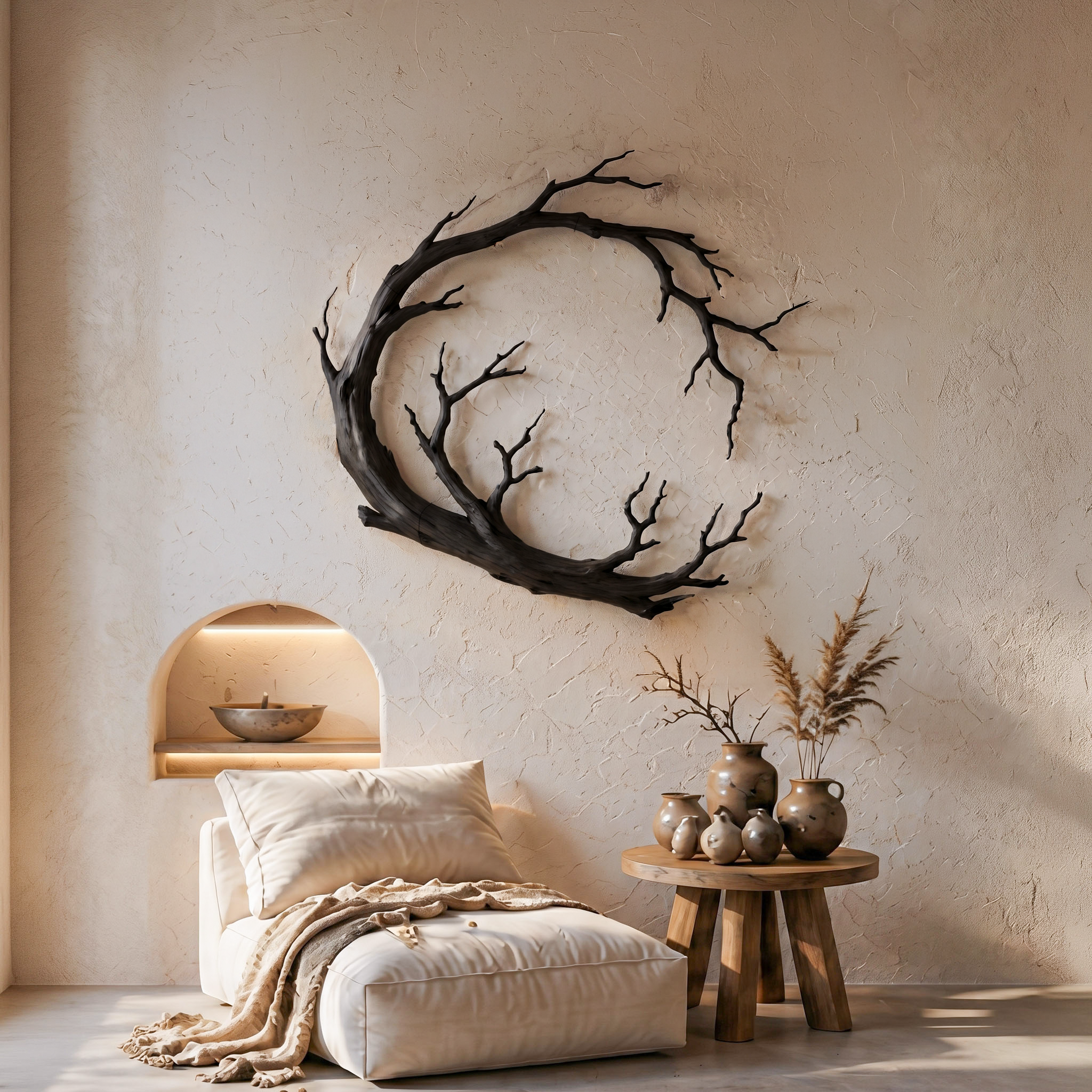 Nature Inspired Wall Decor Organic Branch Ring For Living Room