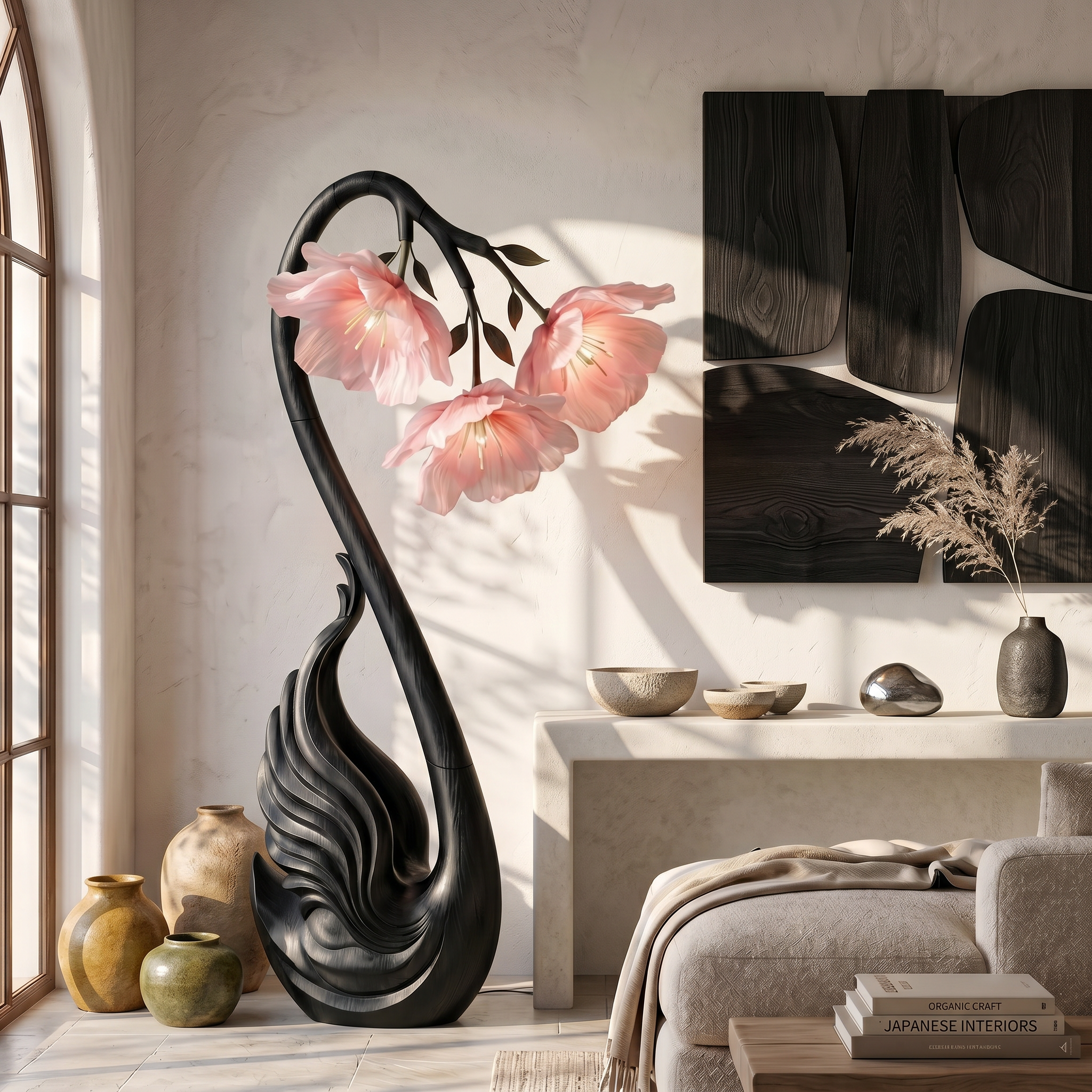 Modern Floor Lamp Sculptural Flower Design For Living Room