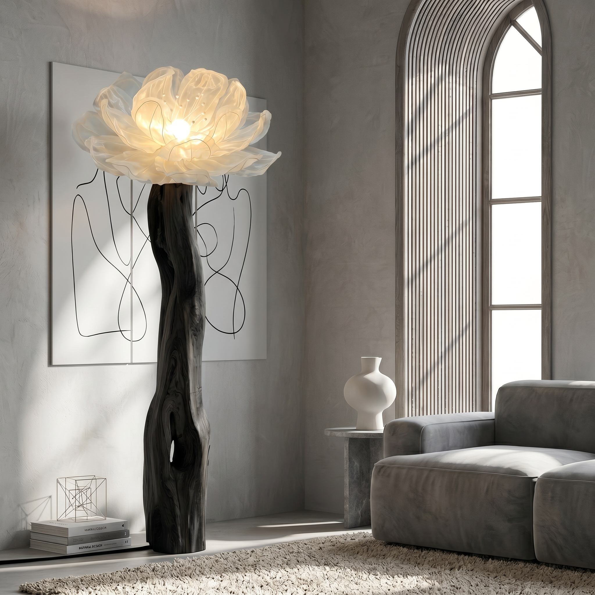 Artistic Floor Lamp Sculptural Flower Arrangement For Living Room
