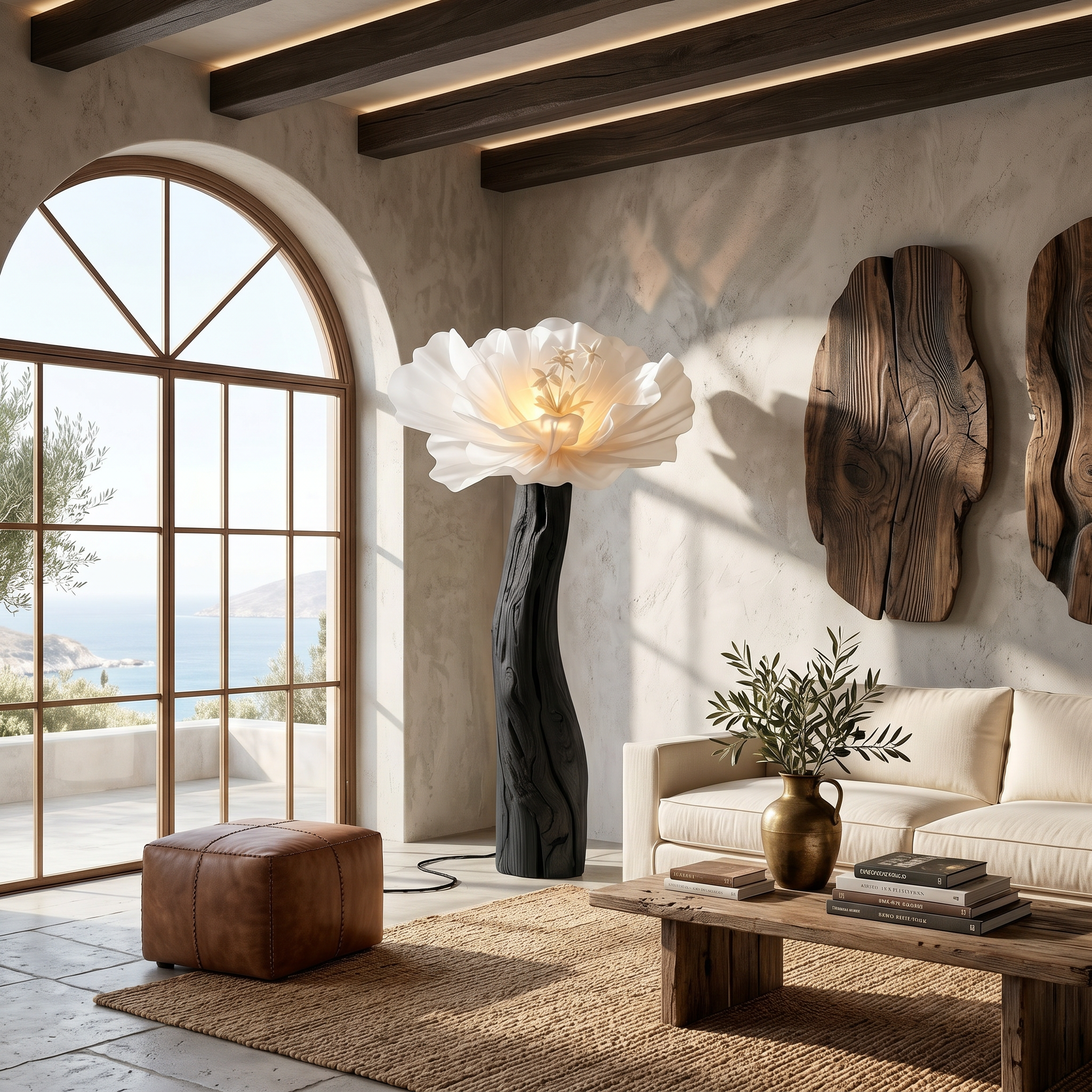 Statement Floor Lamp Nature Inspired Flower Sculpture For Living Room