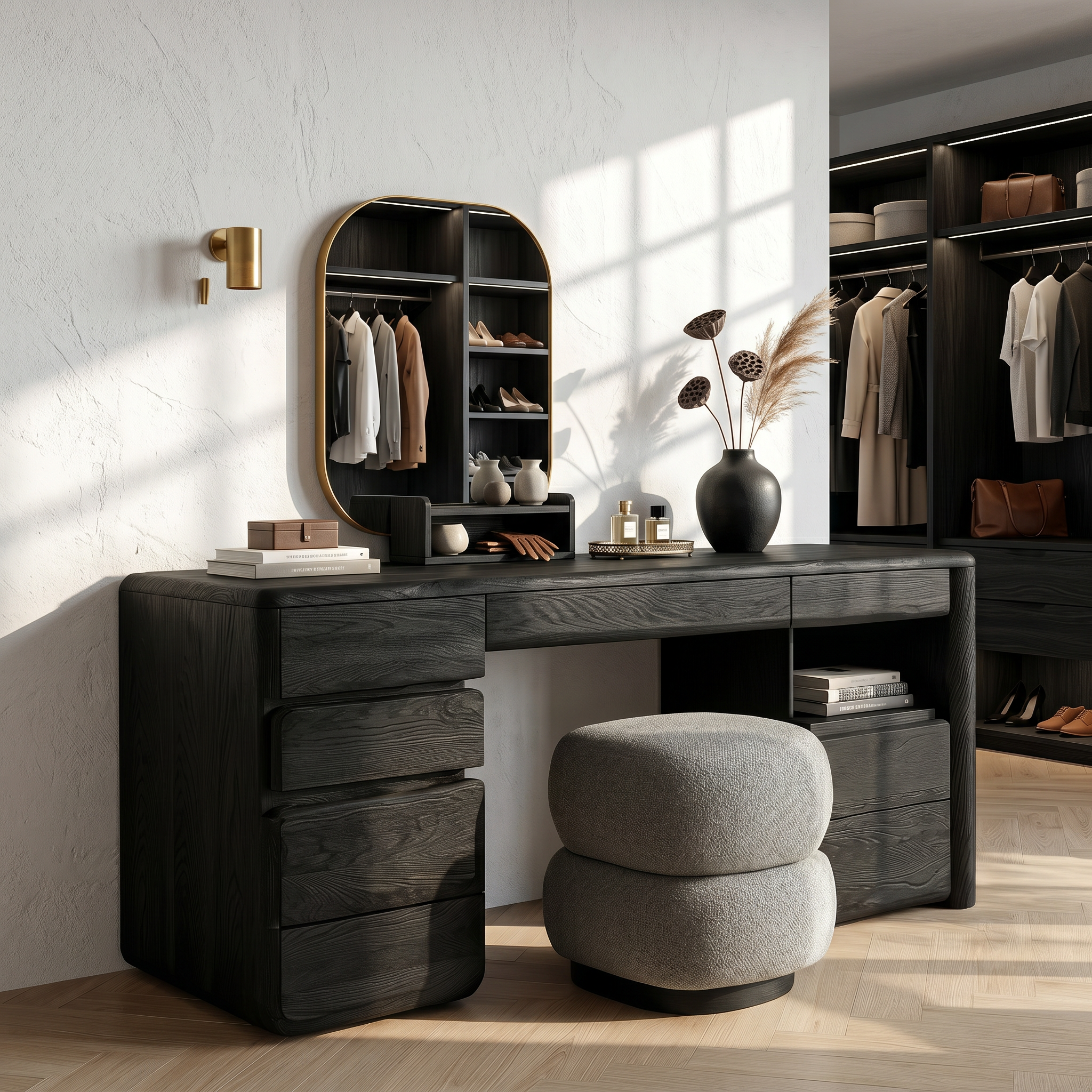 Scandinavian Dressing Table With Storage Cabinet For Bedroom And Dressing Room