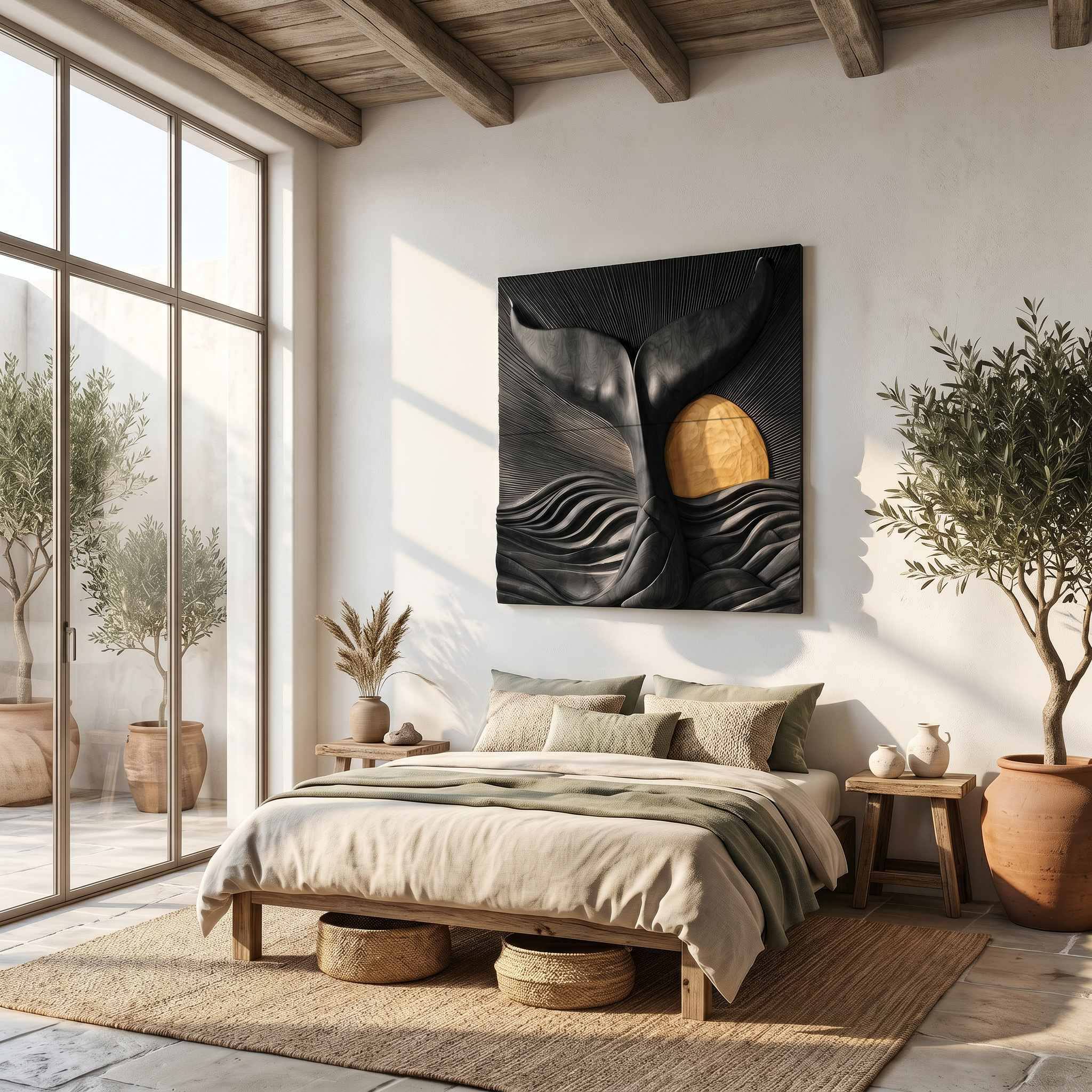 Abstract Botanical Wall Art Panel For Living Room And Entryway