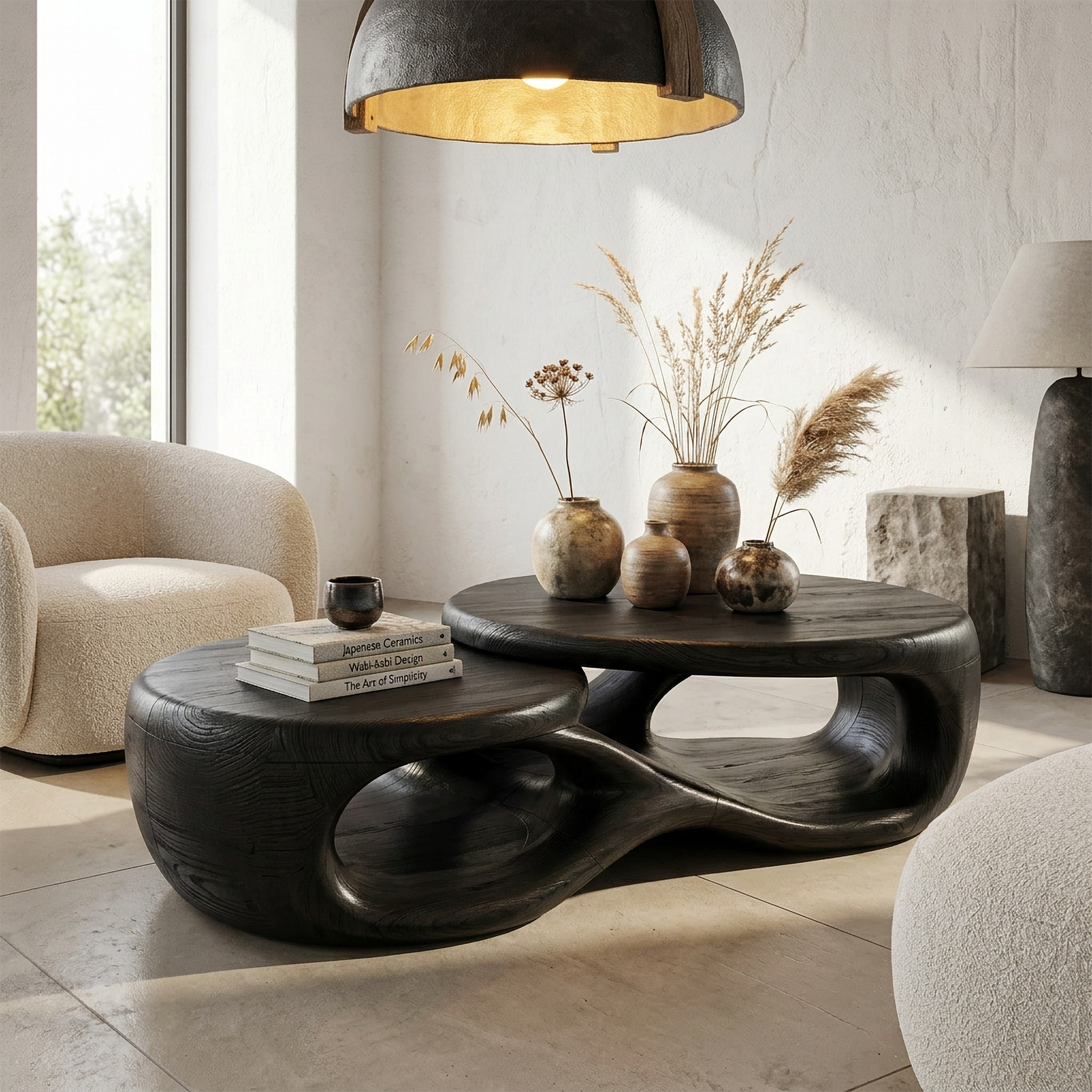 Organic Coffee Table With Sculptural Open Form Design For Living Room