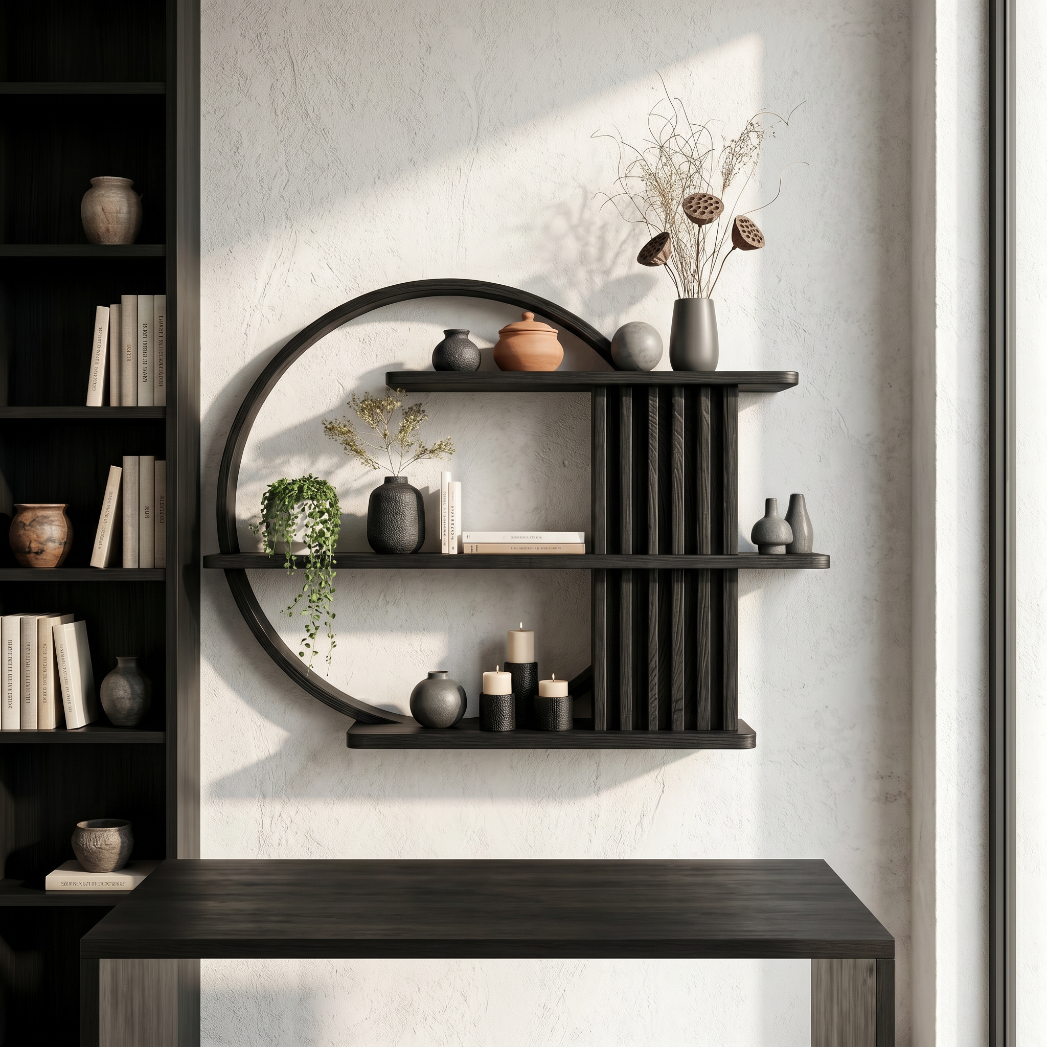 Japandi Minimal Display Shelf Living Room And Reading Room