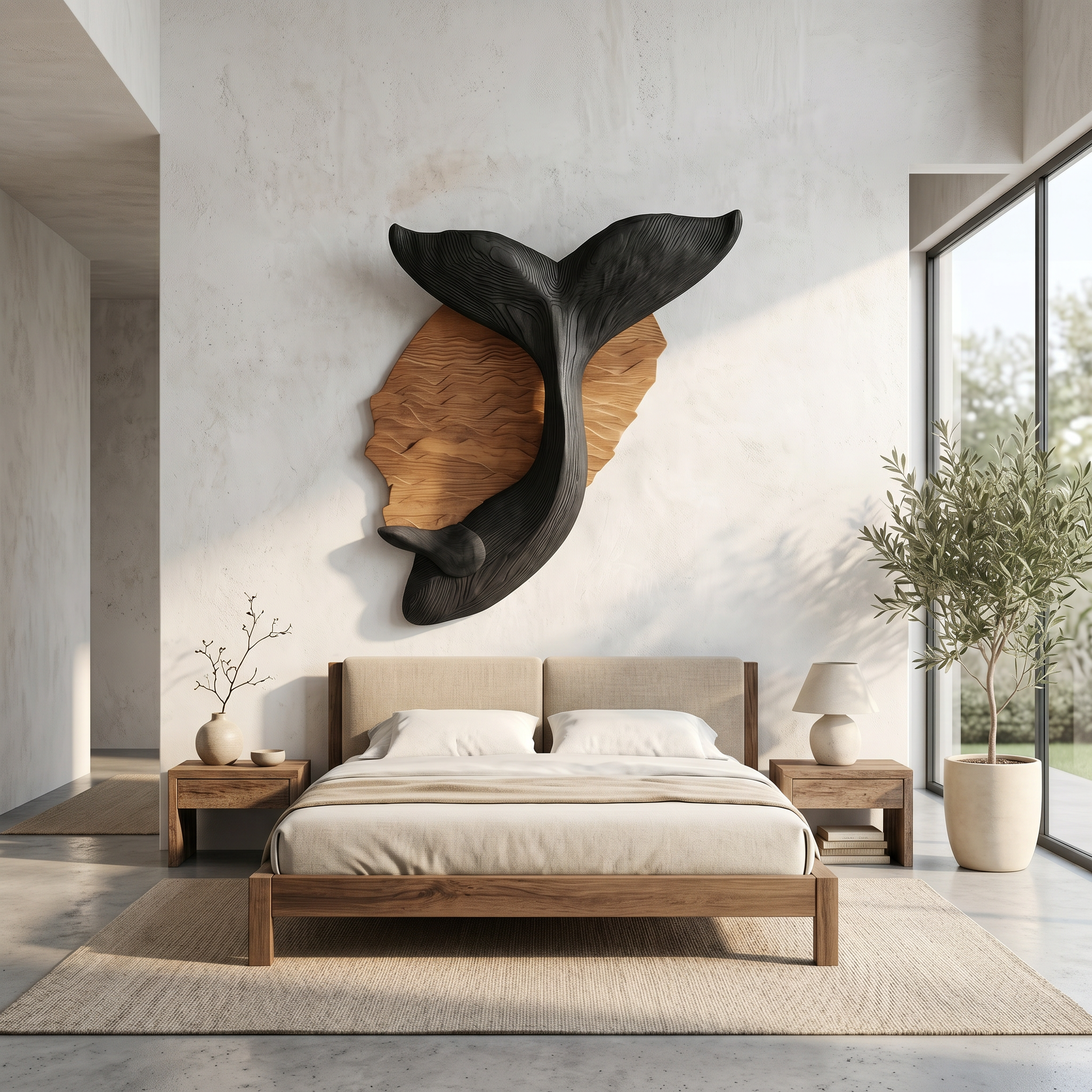 Organic Whale Tail Wooden Wall Art For Bedroom And Living Room