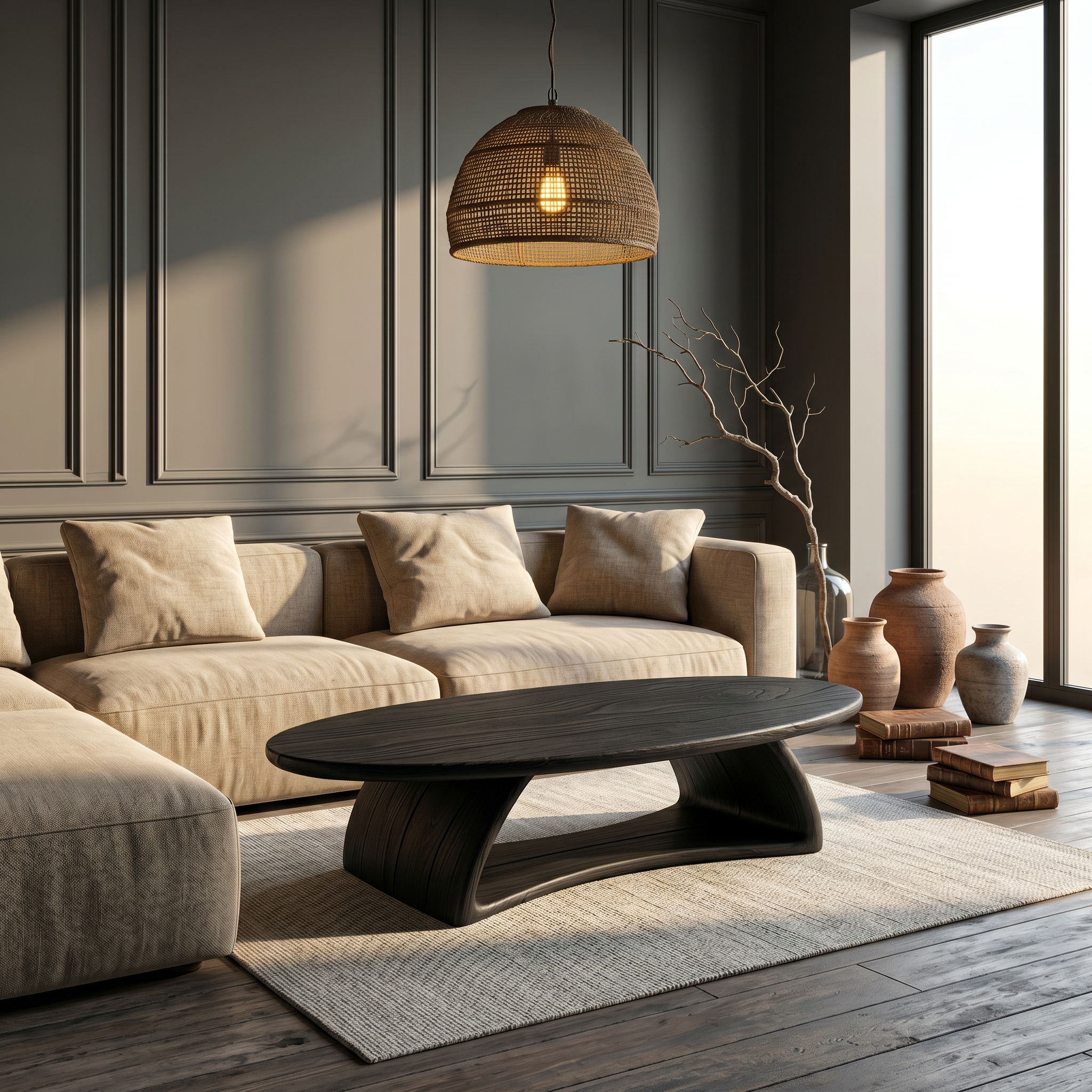 Contemporary Coffee Table With Artistic Sculptural Form For Living Room