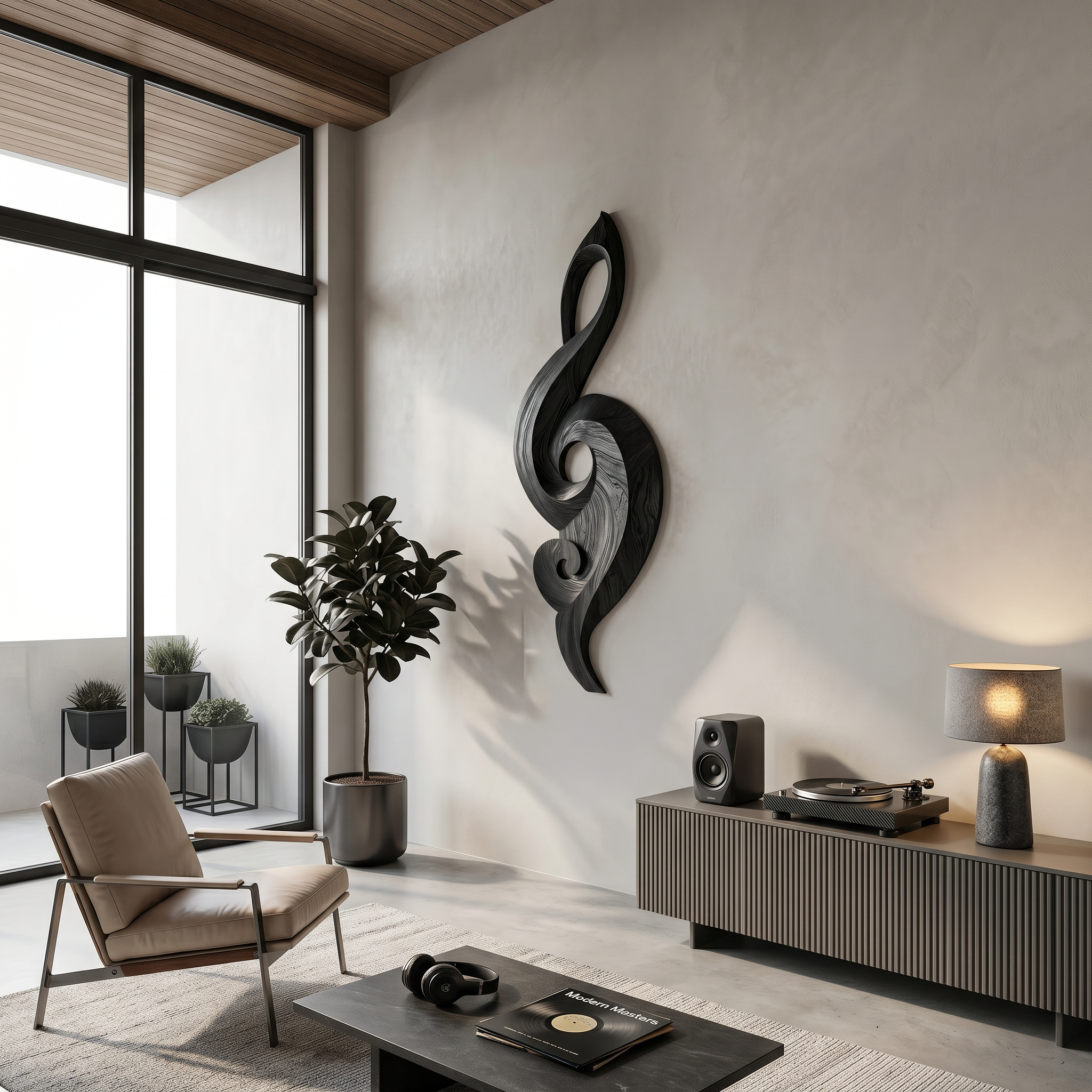 Minimalist Music Note Wooden Wall Art For Living Room