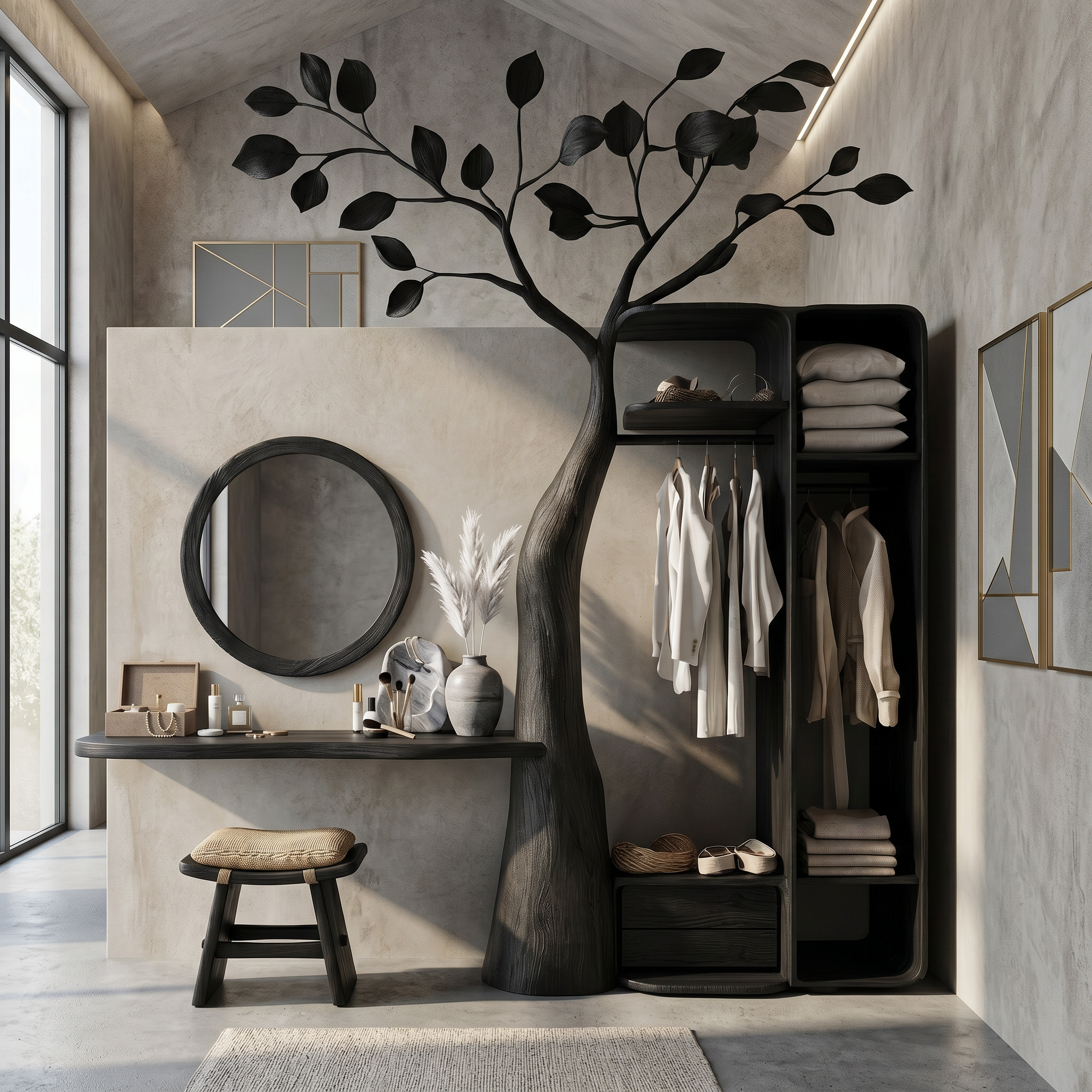 Rustic Tree Coat Rack Wall Mount Vanity Bedroom And Dressing Room