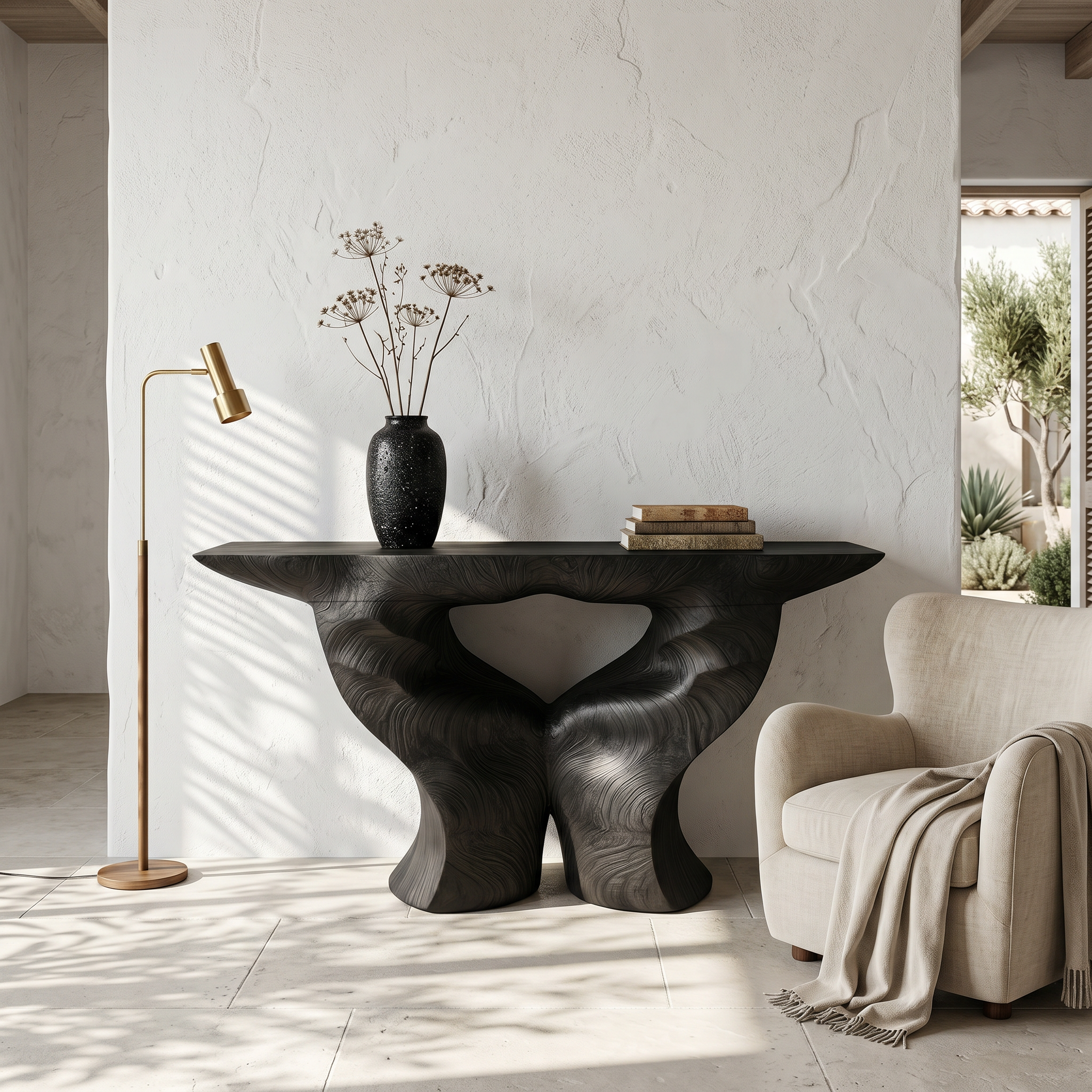Organic Console Table With Artistic Nature Inspired Design For Living Room