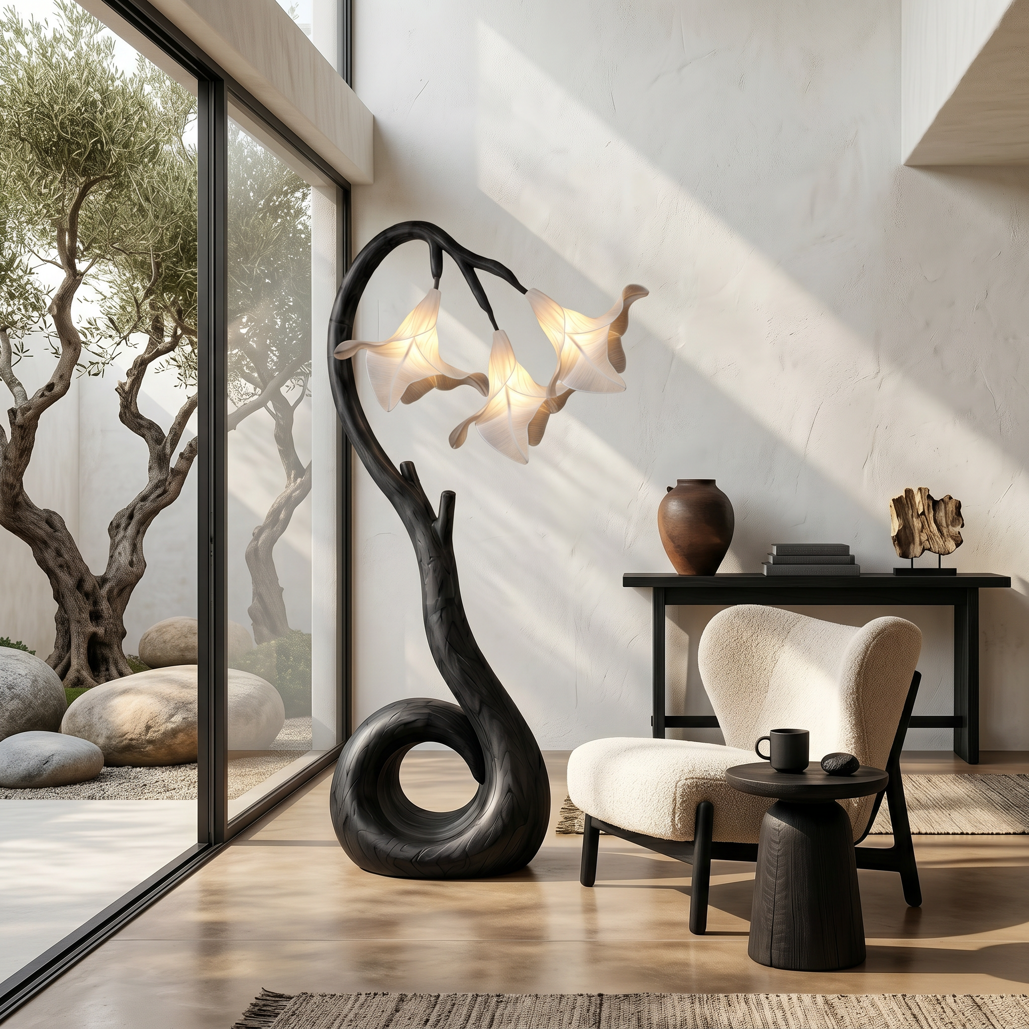 Modern Floor Lamp With Organic Flower Form For Bedroom And Lounge