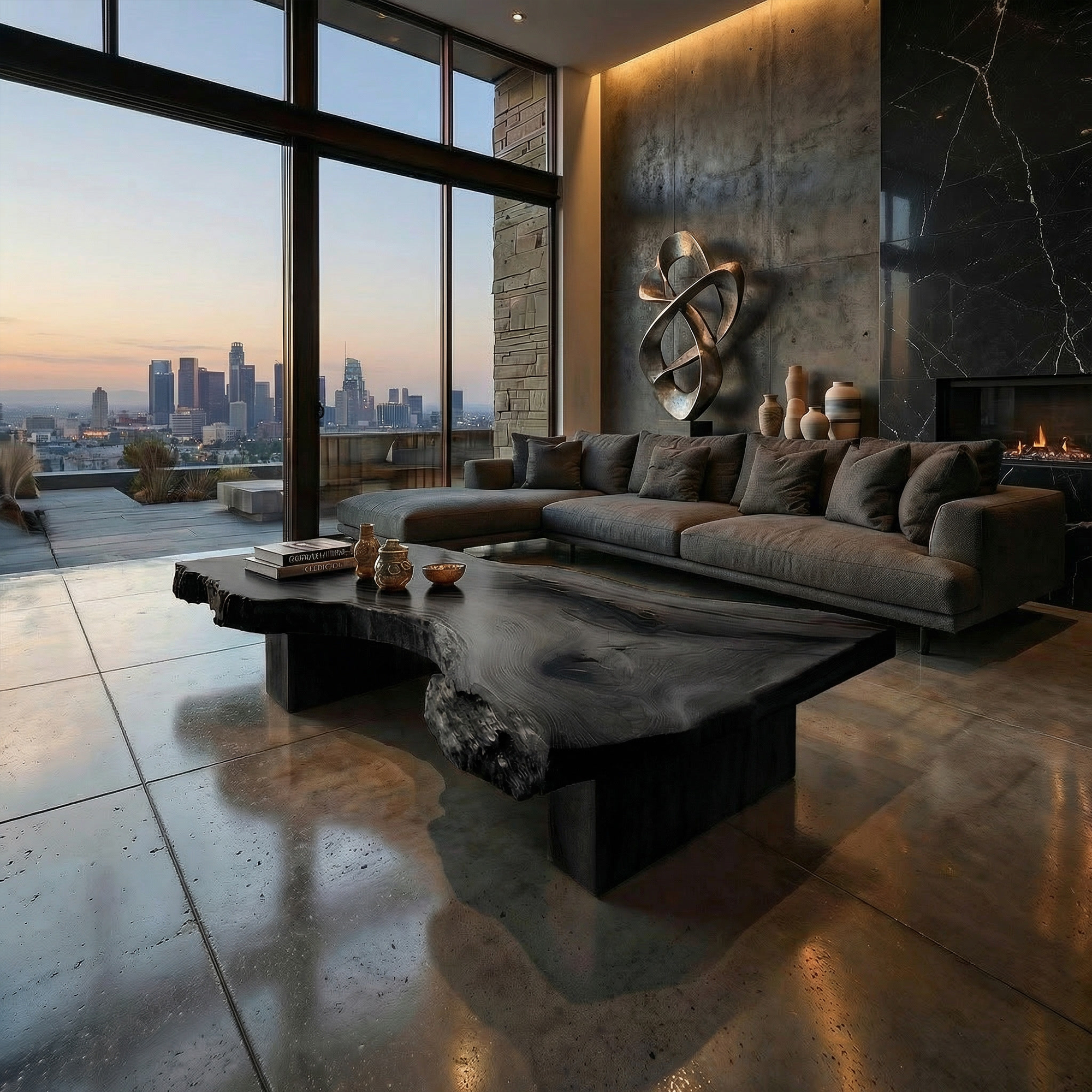 Rustic Sculptural Coffee Table Modern Living Room Display