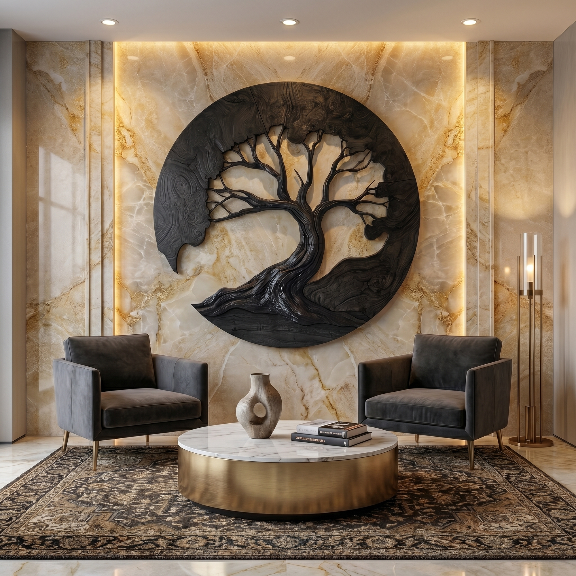 Sculptural Wooden Tree Wall Decor For Living Room