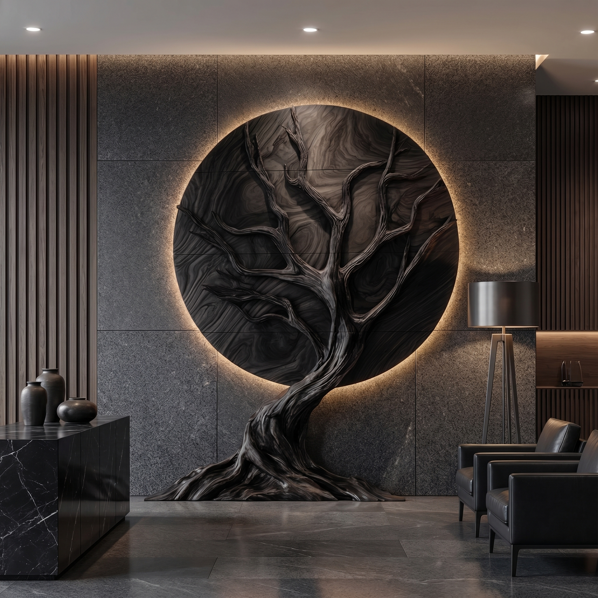 Handcrafted Tree Wall Sculpture For Living Room Architectural Accent