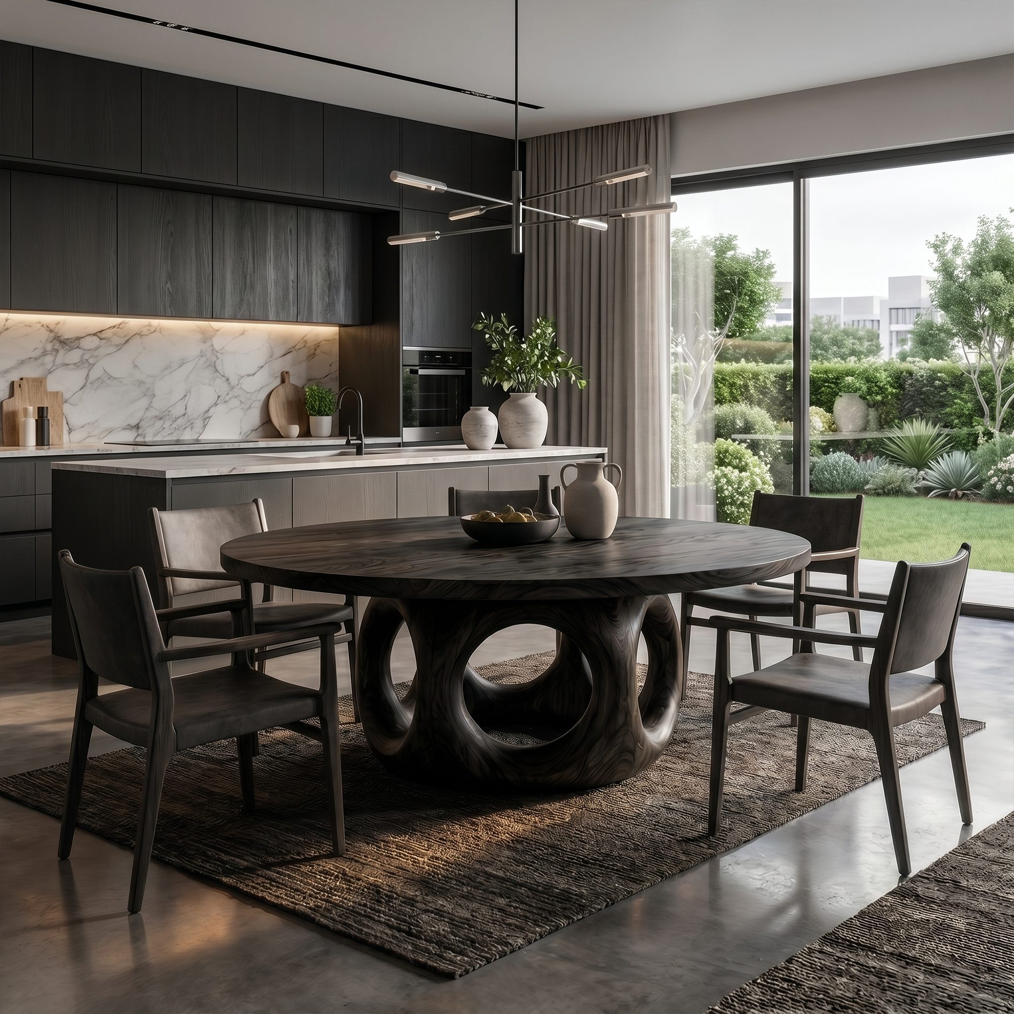 Handcrafted Round Dining Table Nature Inspired Design For Dining Room