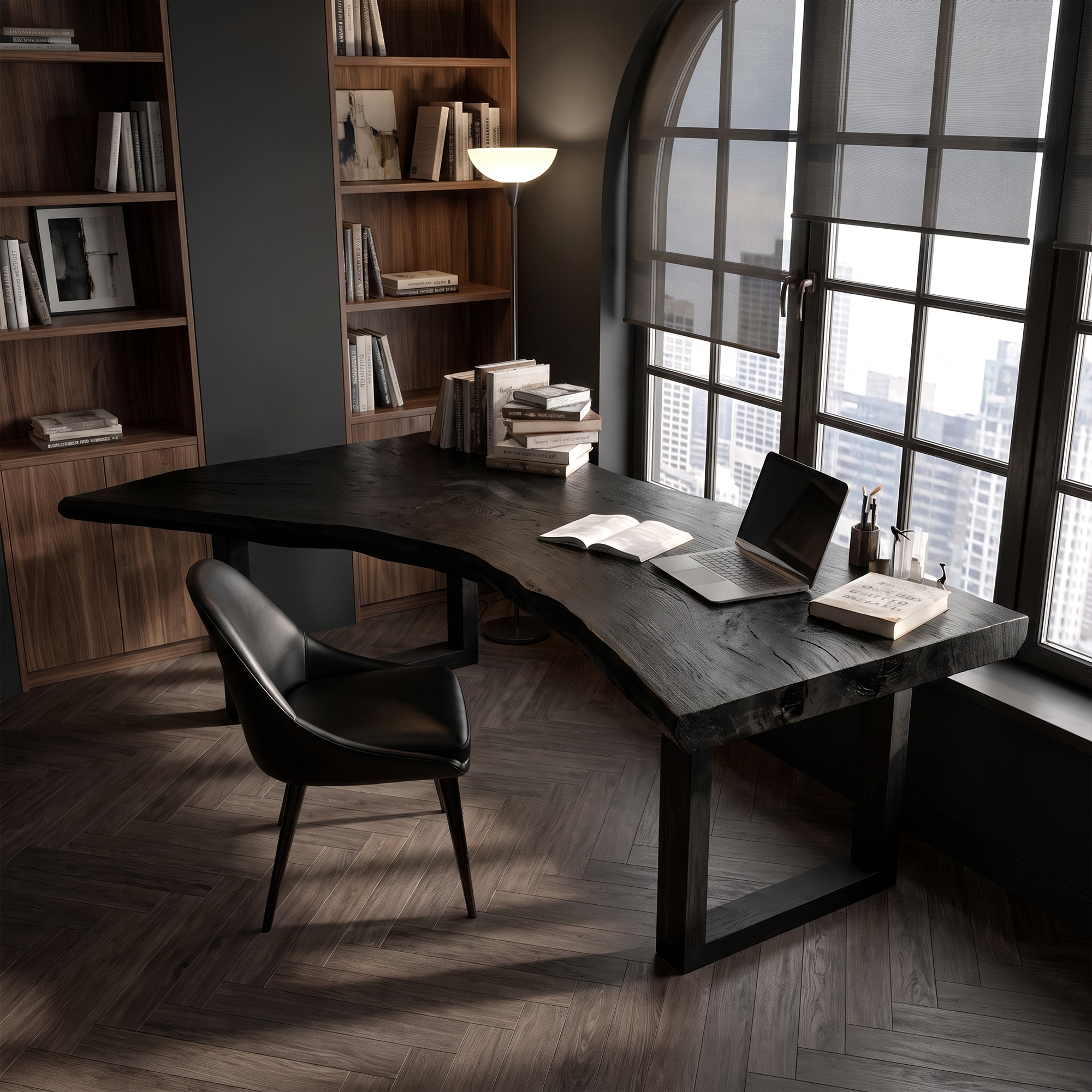 Live Edge Office Desk With Handcrafted Wood Slab Top For Home Office