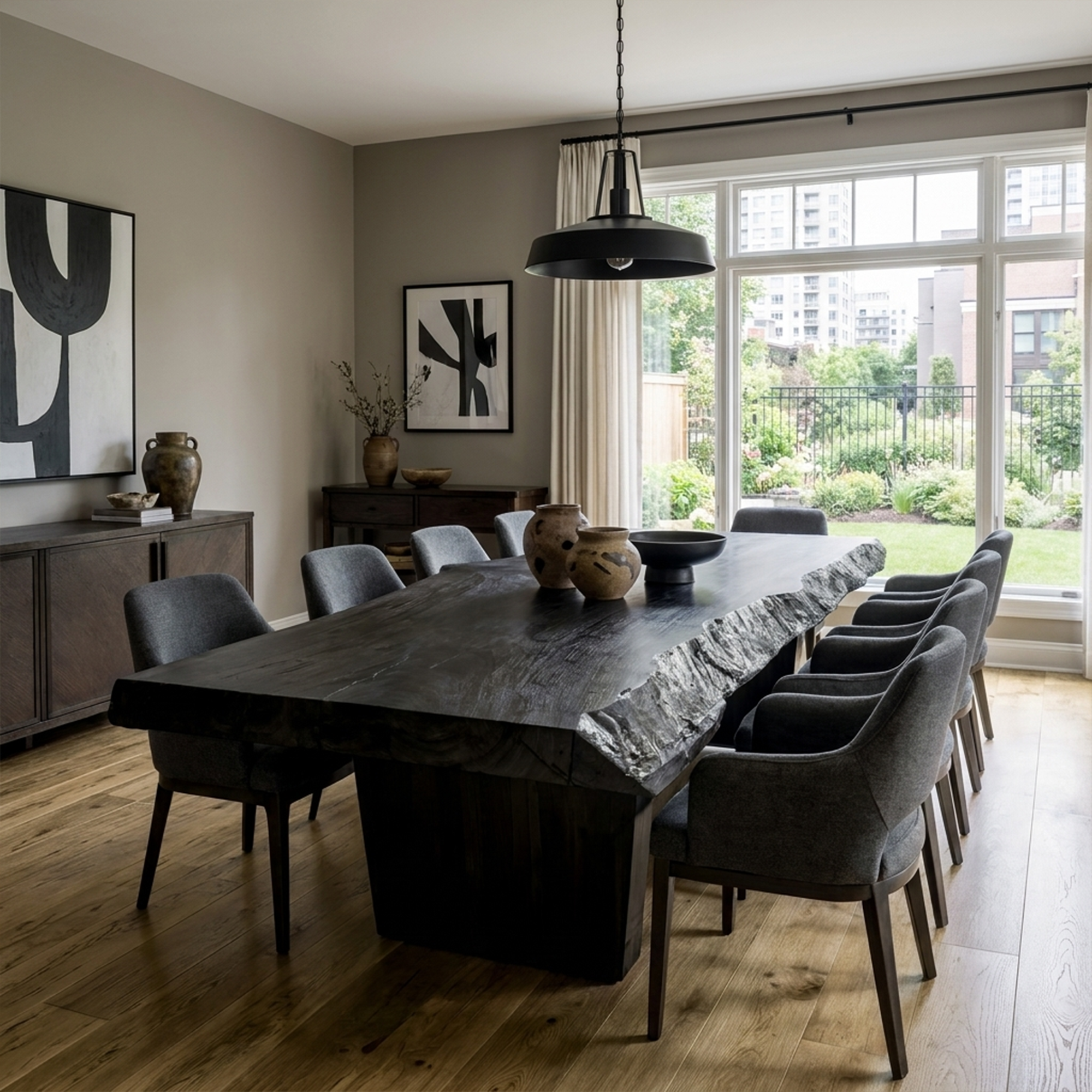 Mid Century Live Edge Table Dining Room