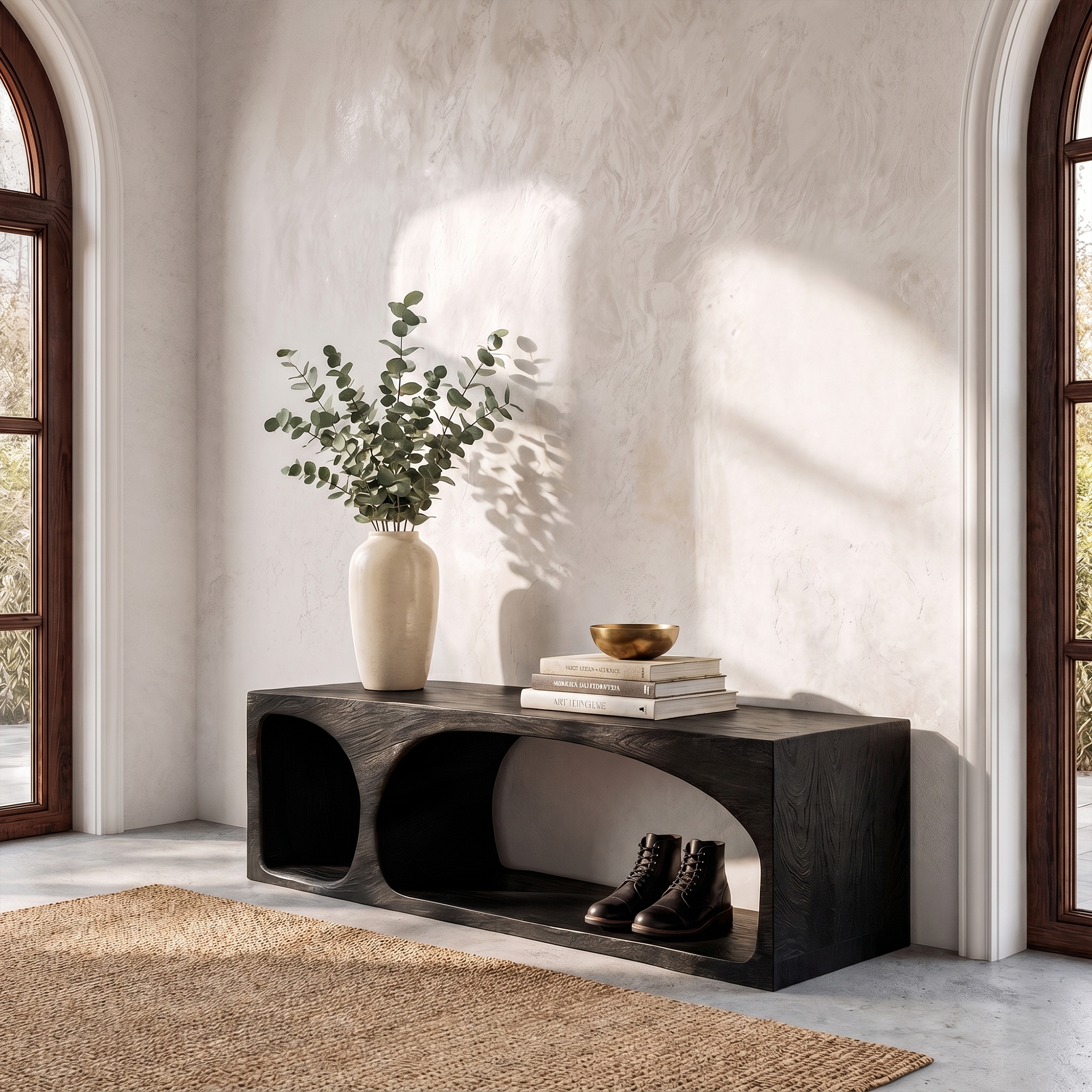 Organic Wooden Shoe Bench For Entryway And Hallway