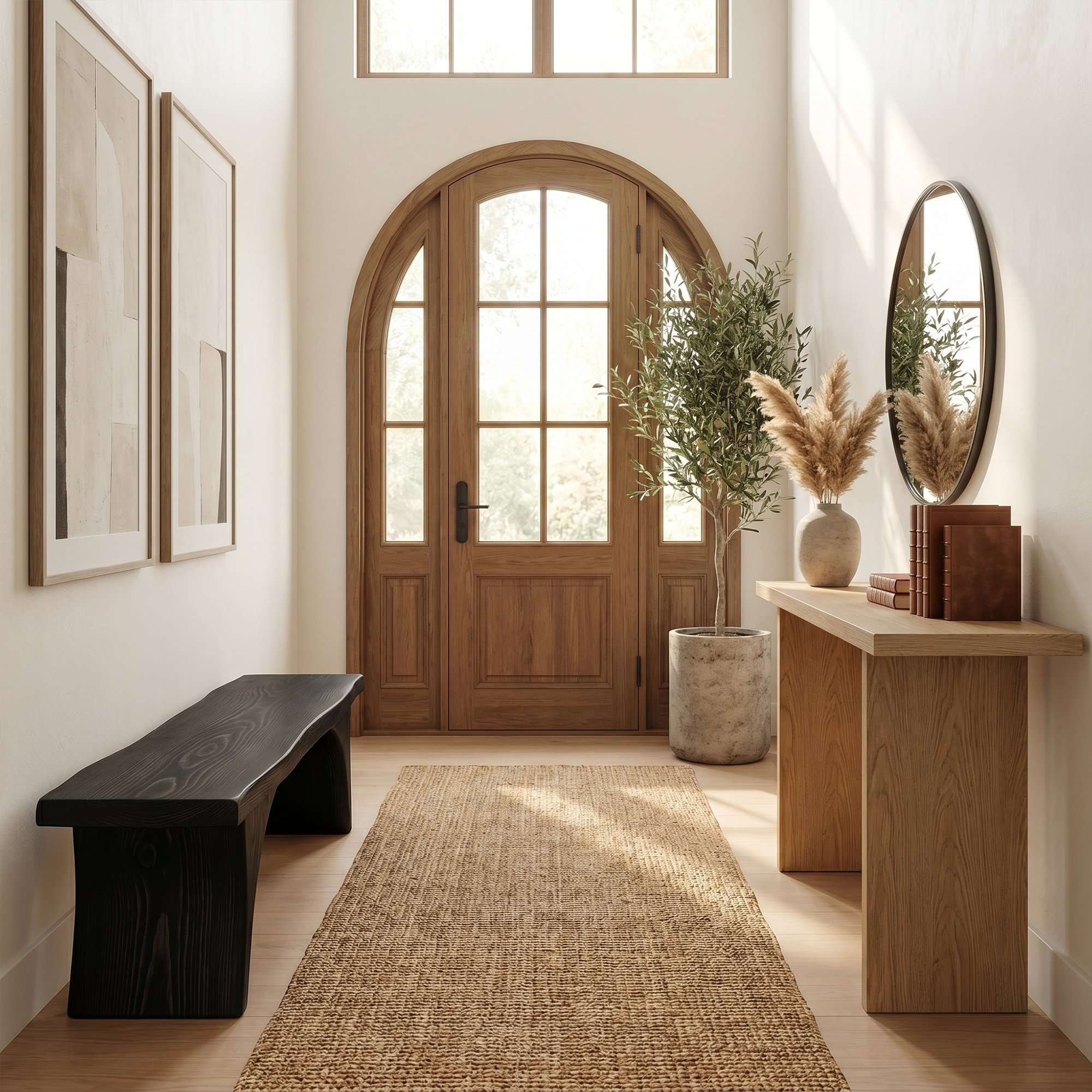 Organic Sculptural Bench With Curved Open Storage Base For Entryway And Living Room