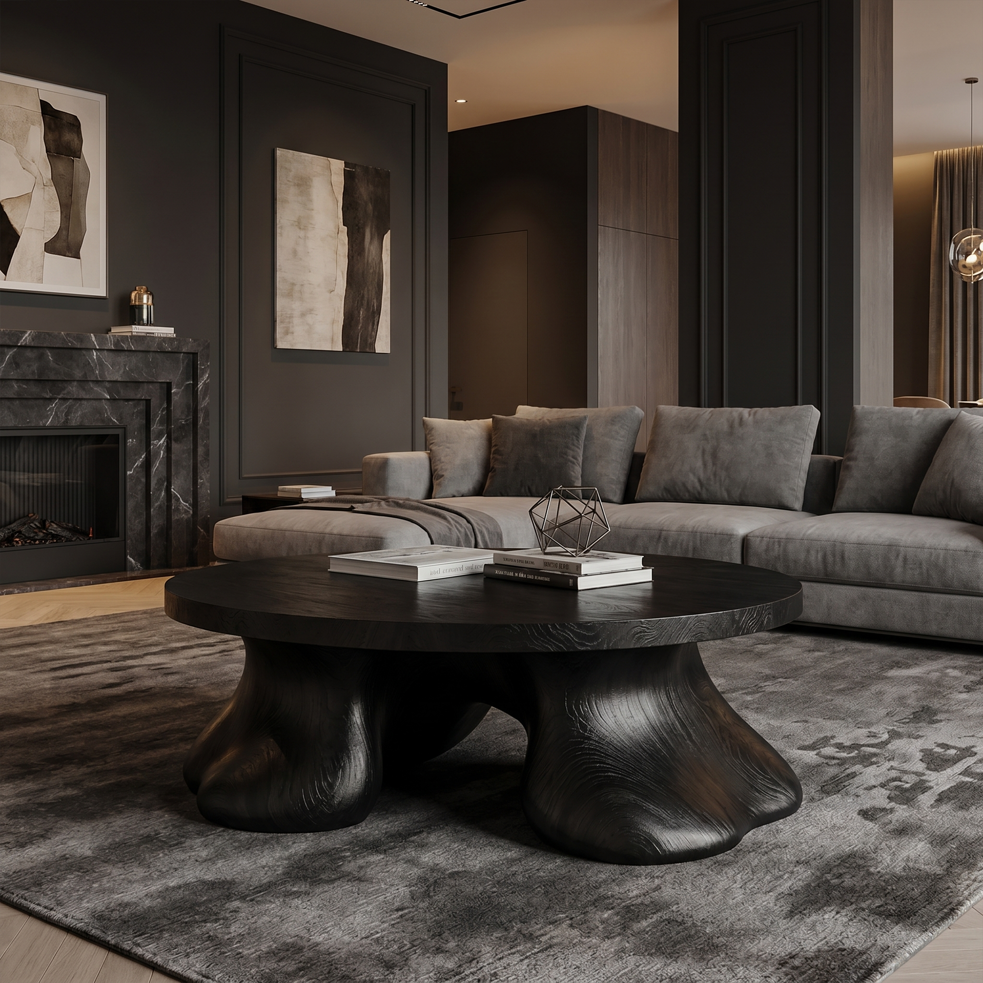 Sculptural Coffee Table With Organic Freeform Top For Living Room