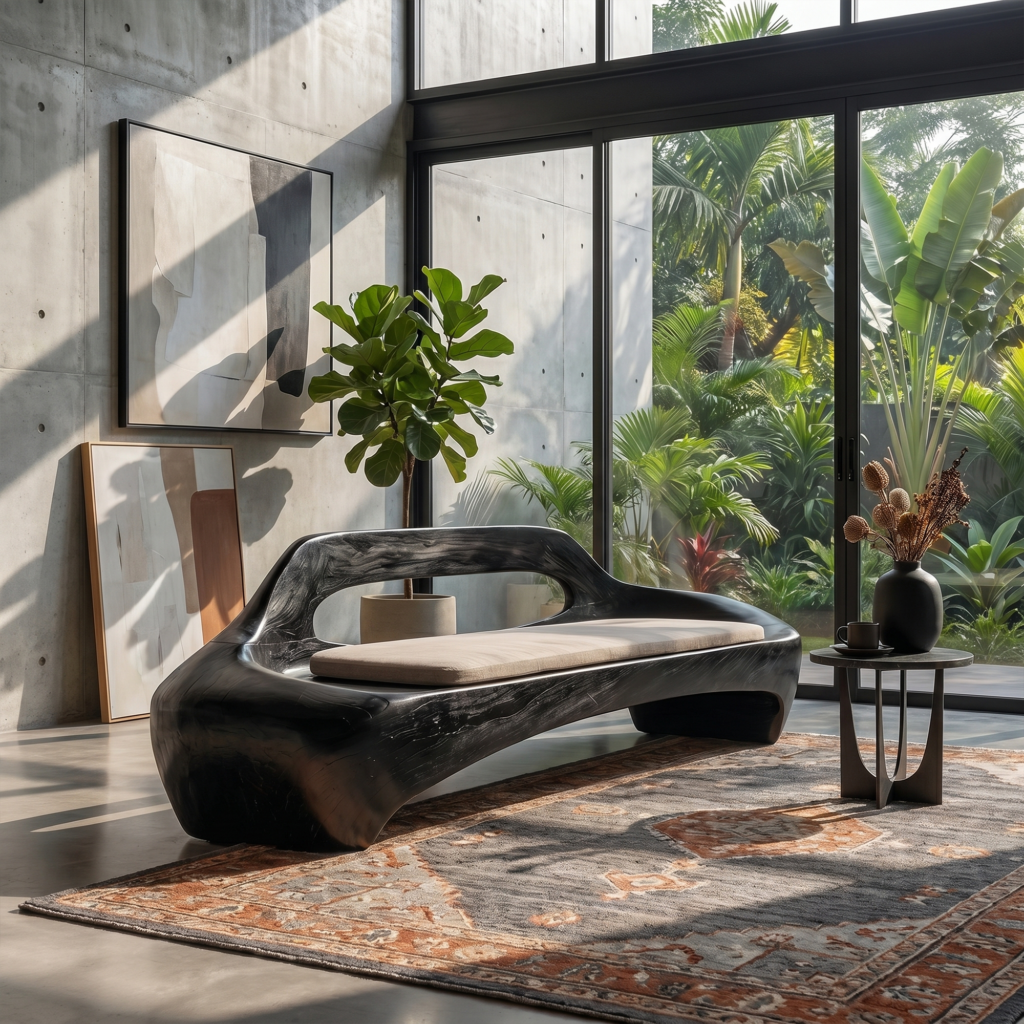 Modern Organic Sofa Frame With Low Profile Solid Wood Design For Living Room