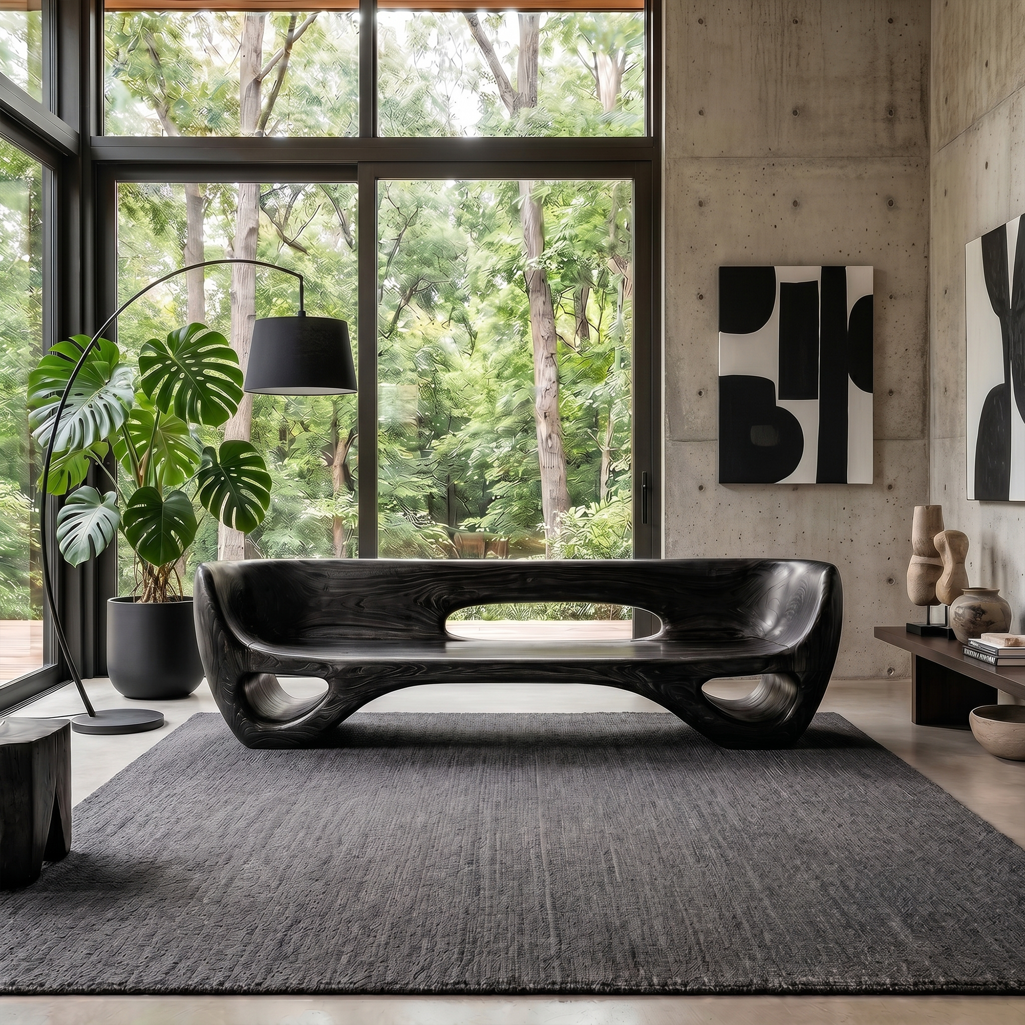 Rustic Organic Sofa Frame With Sculptural Open Base And Solid Wood Design For Living Room
