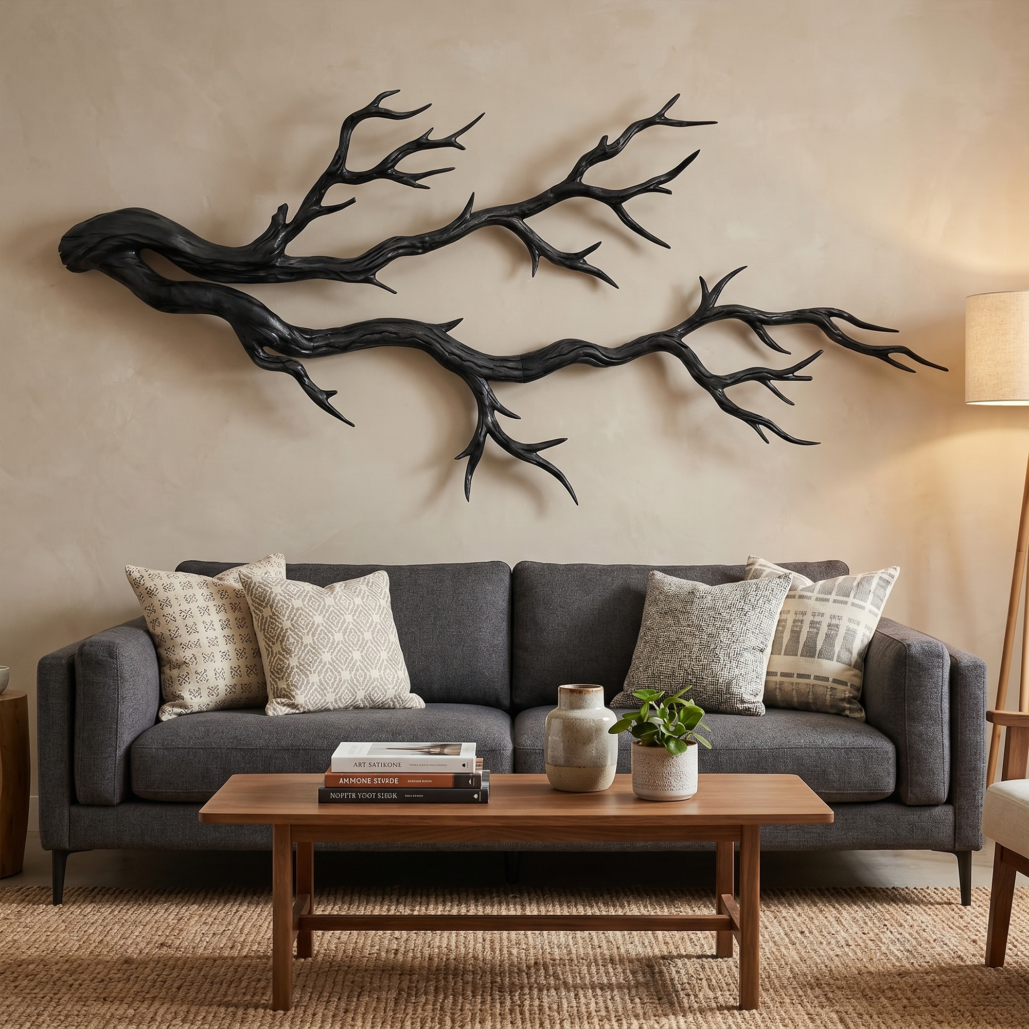Twisted Branch Solid Wood Wall Sculpture Organic Modern Decor