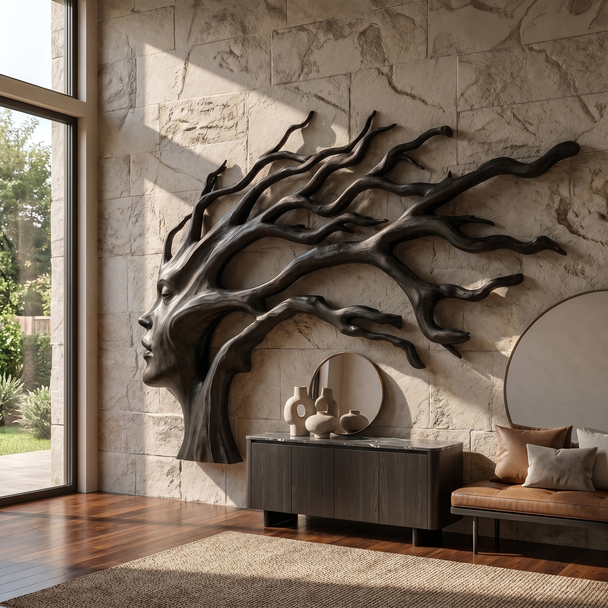 Organic Tree Wall Art With Sculptural Branch Design For Living Room And Entryway