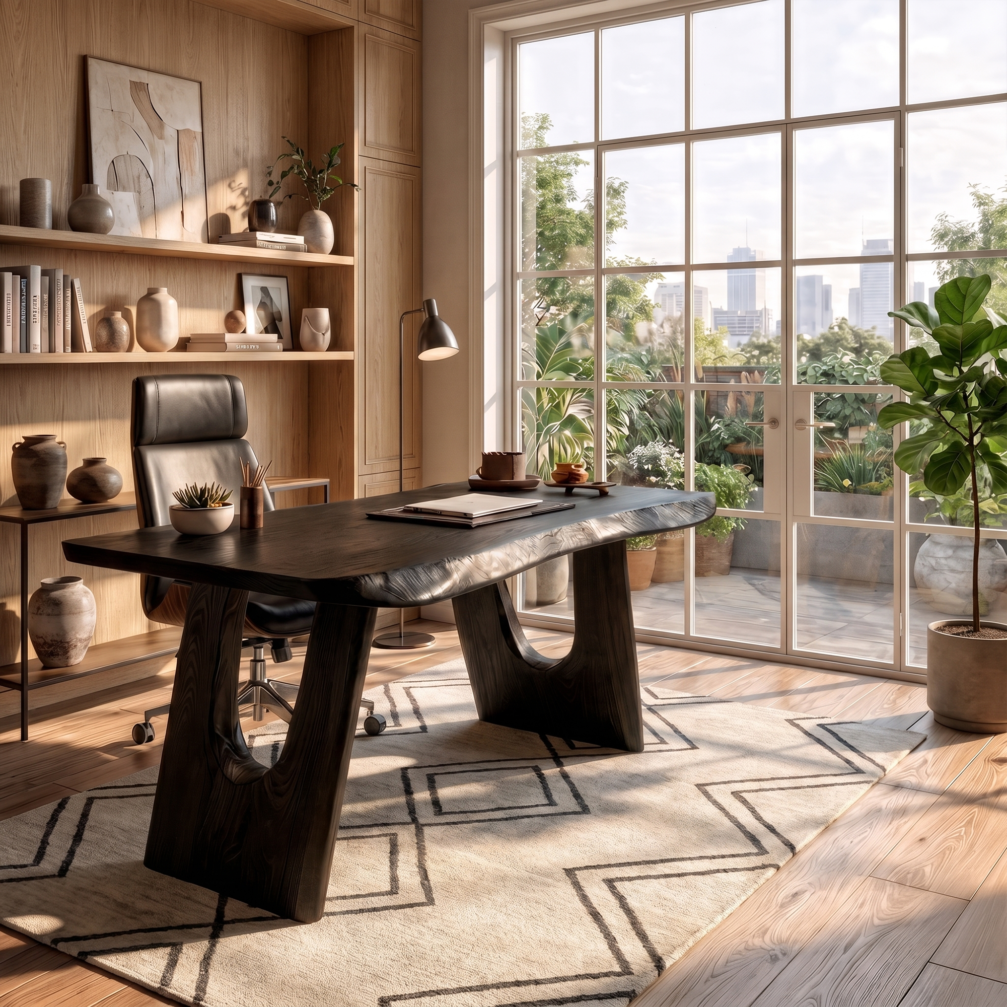 Rustic Wooden Desk For Home Office And Study Room Workspace