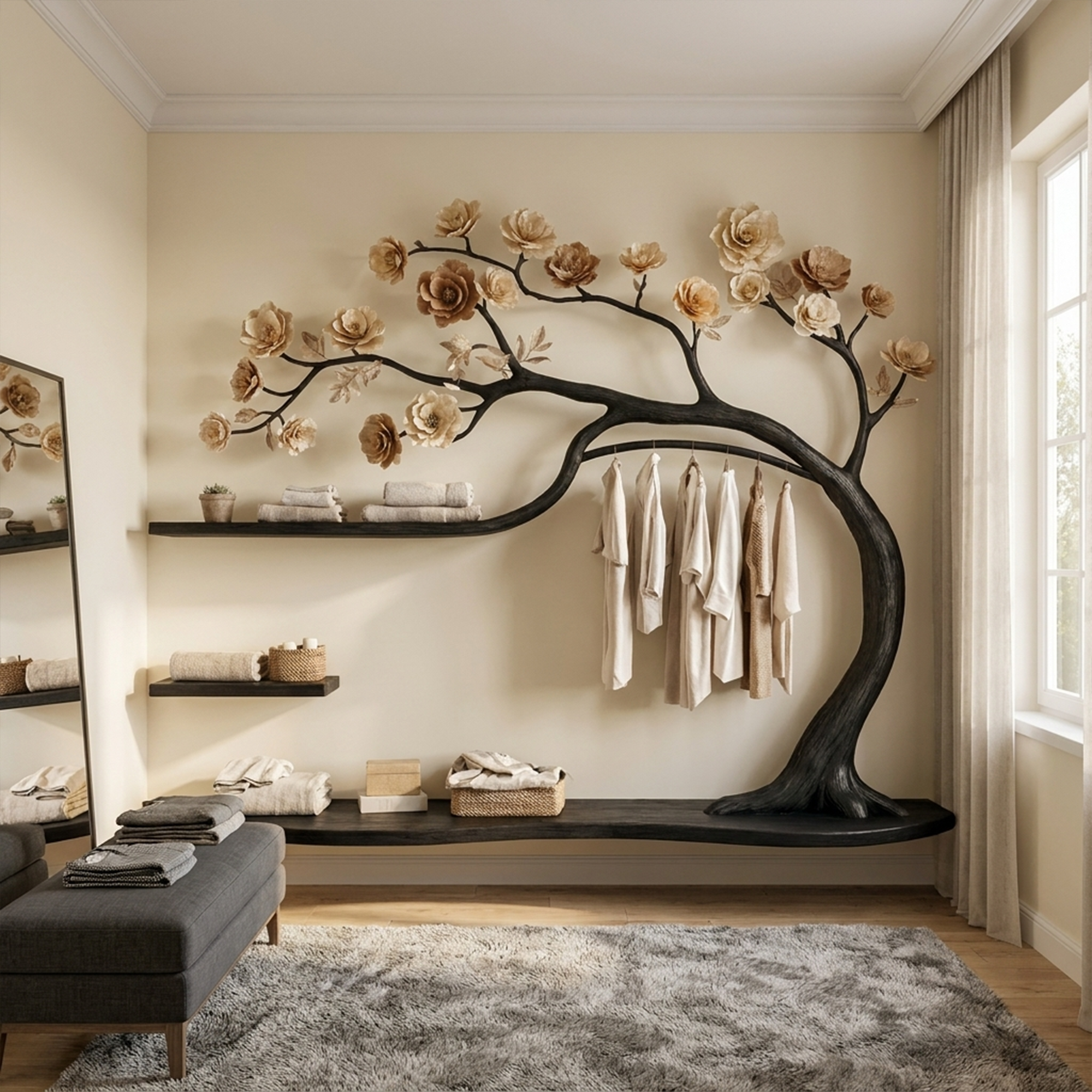 Rustic Tree Wardrobe Solid Wood Handcrafted Bedroom Storage