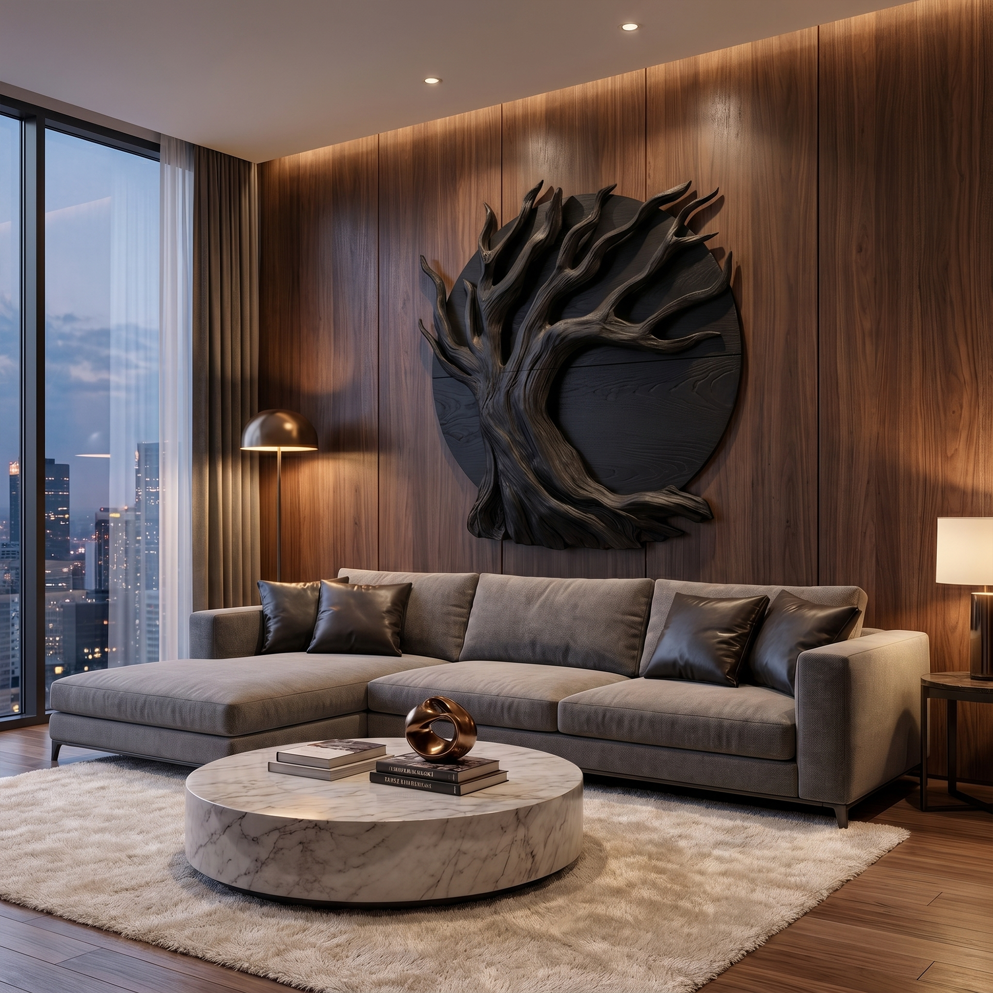 Sculptural Tree Wall Decor With Organic Circular Design For Home Interior