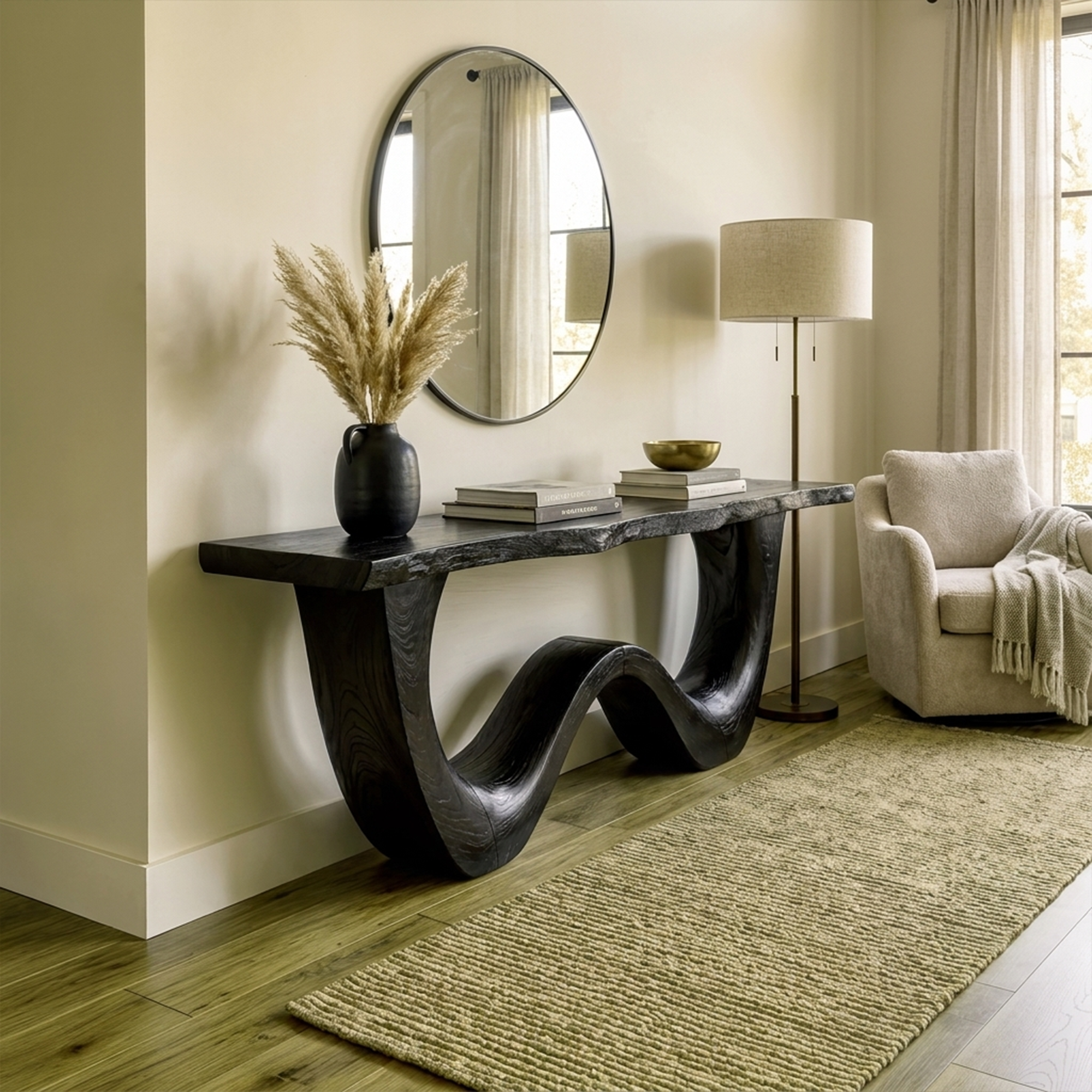 Organic Wave Base Console Table Entryway Hallway Living Room