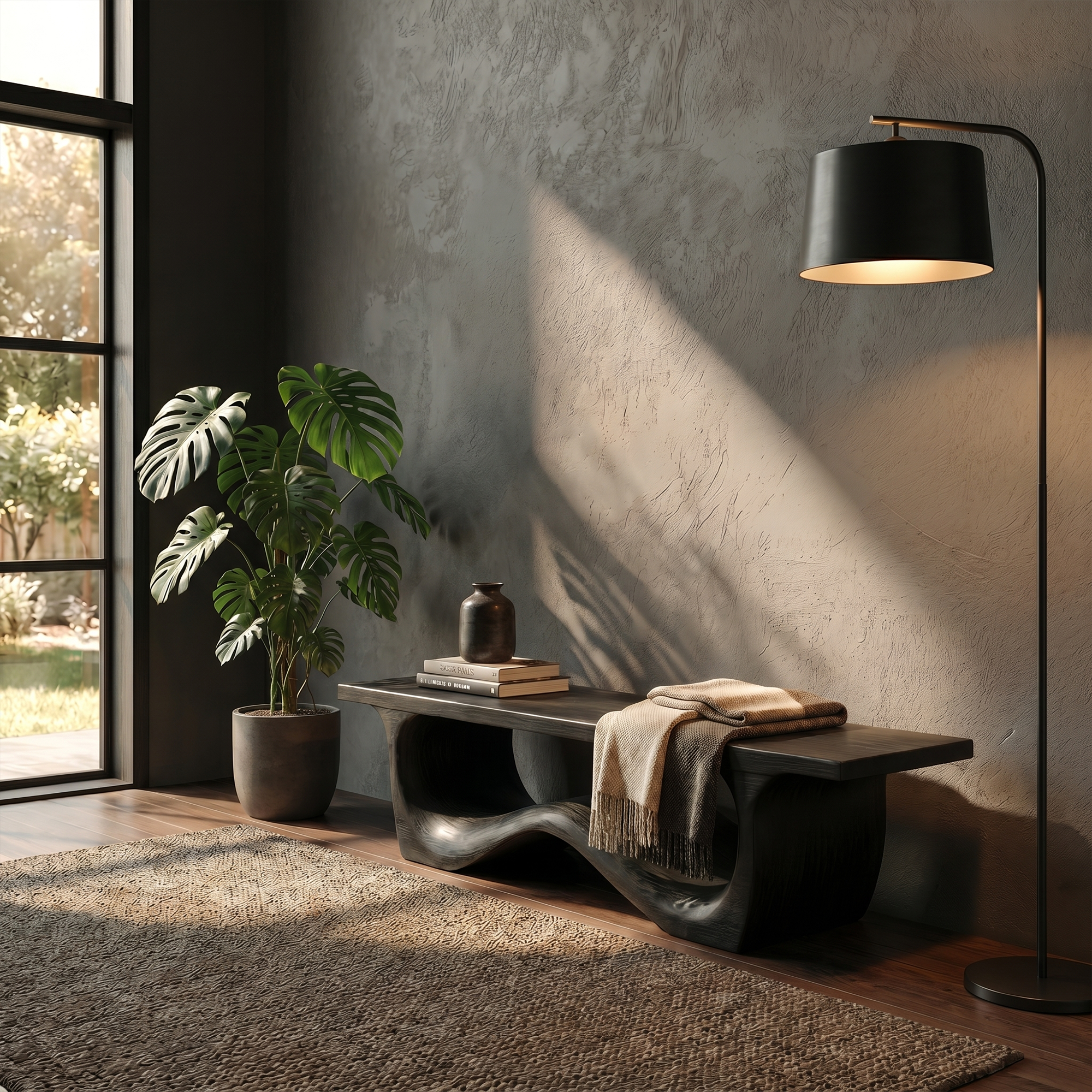 Artistic Sculptural Organic Bench For Entryway Decor