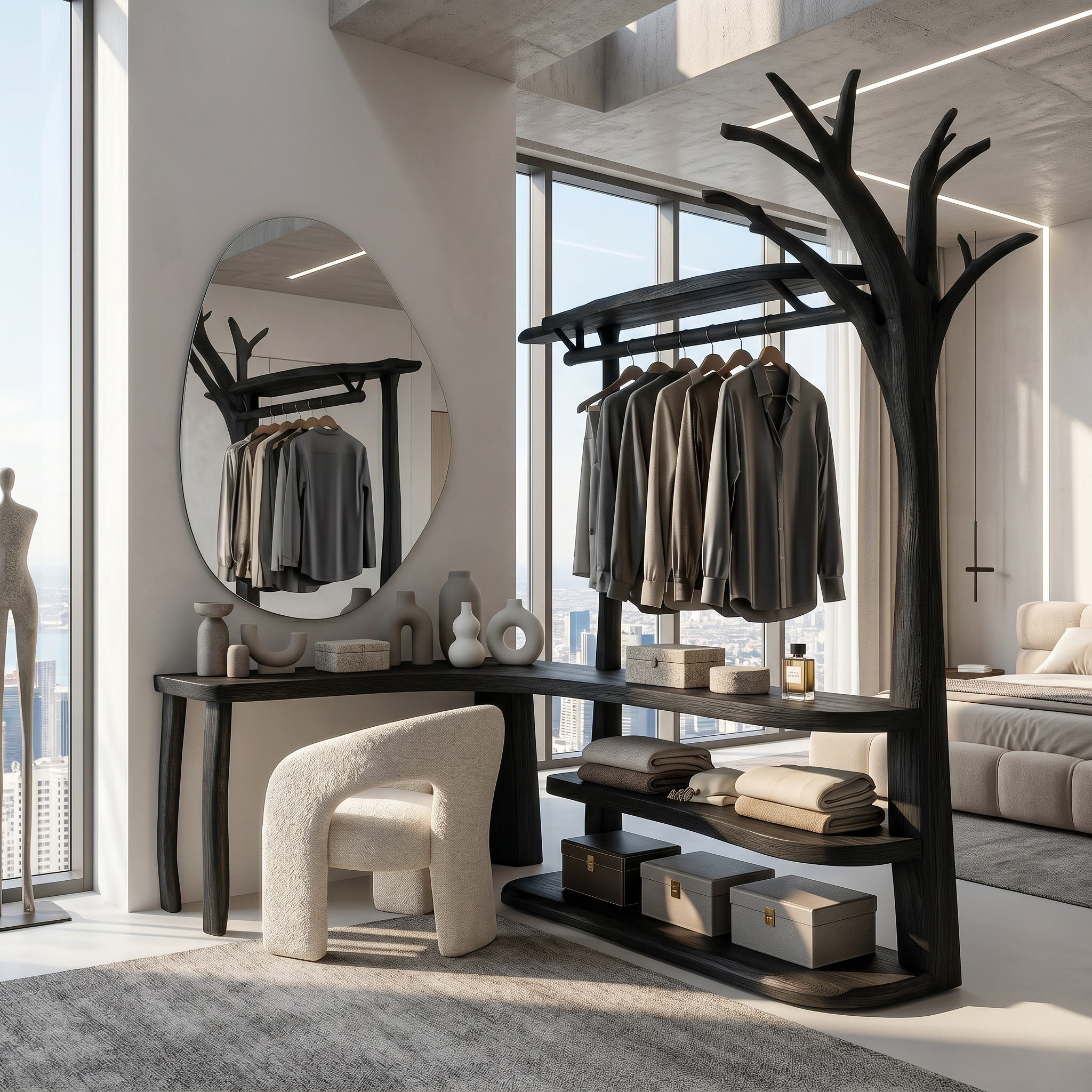 Natural Tree Coat Rack Corner Makeup Vanity Bedroom And Dressing Room